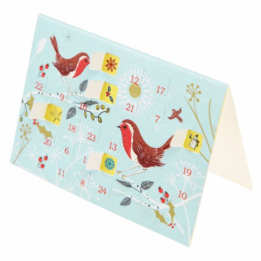 Calendrier de l’Avent carte de Noël Rouge-gorge