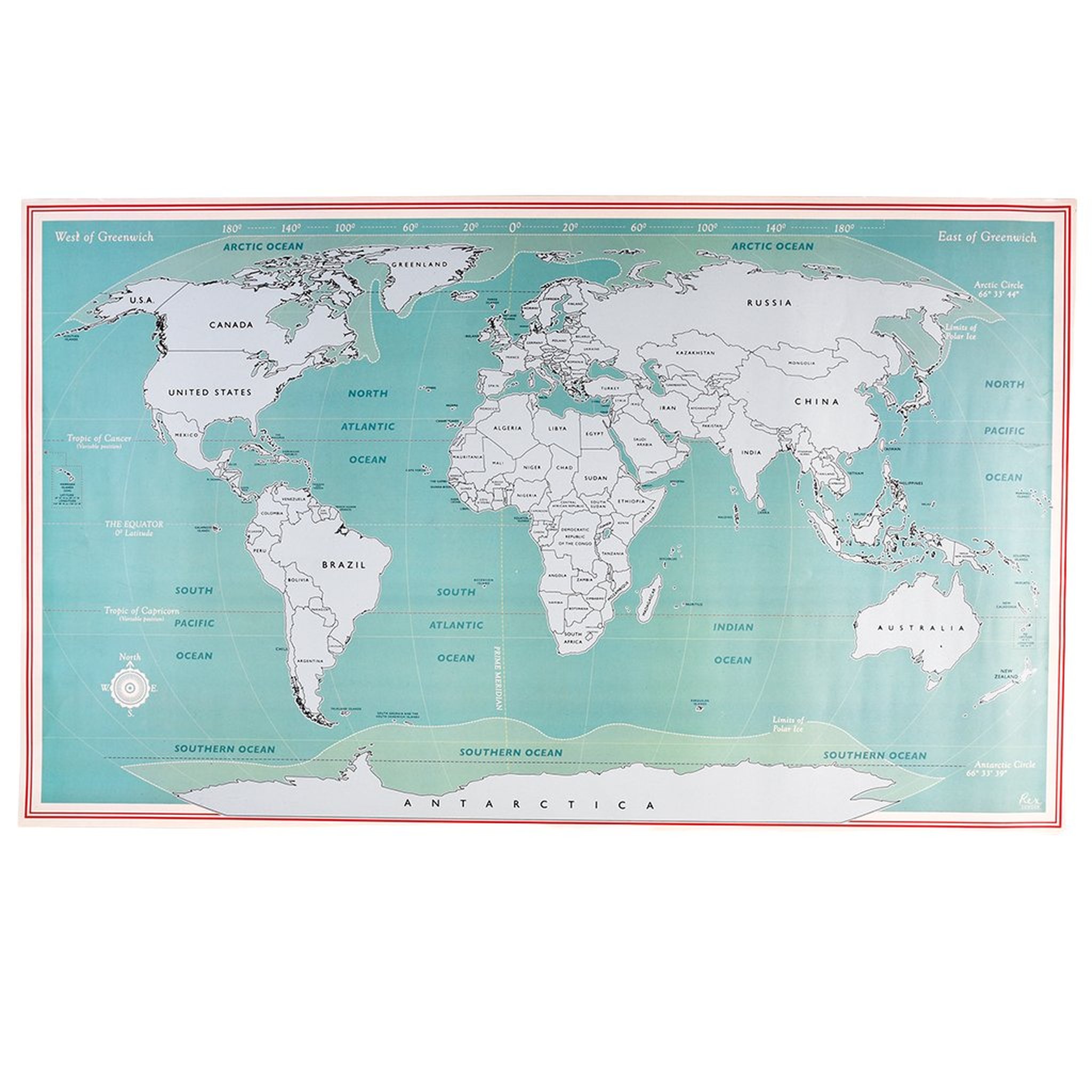 La carte du monde à gratter à plat avec couche argentée sur tous les pays