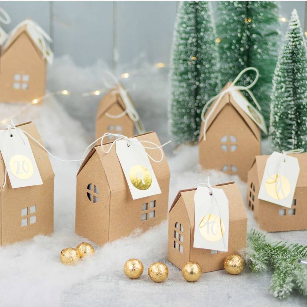 Adventskalender zum selber basteln Weihnachtsdorf von Papierdrachen