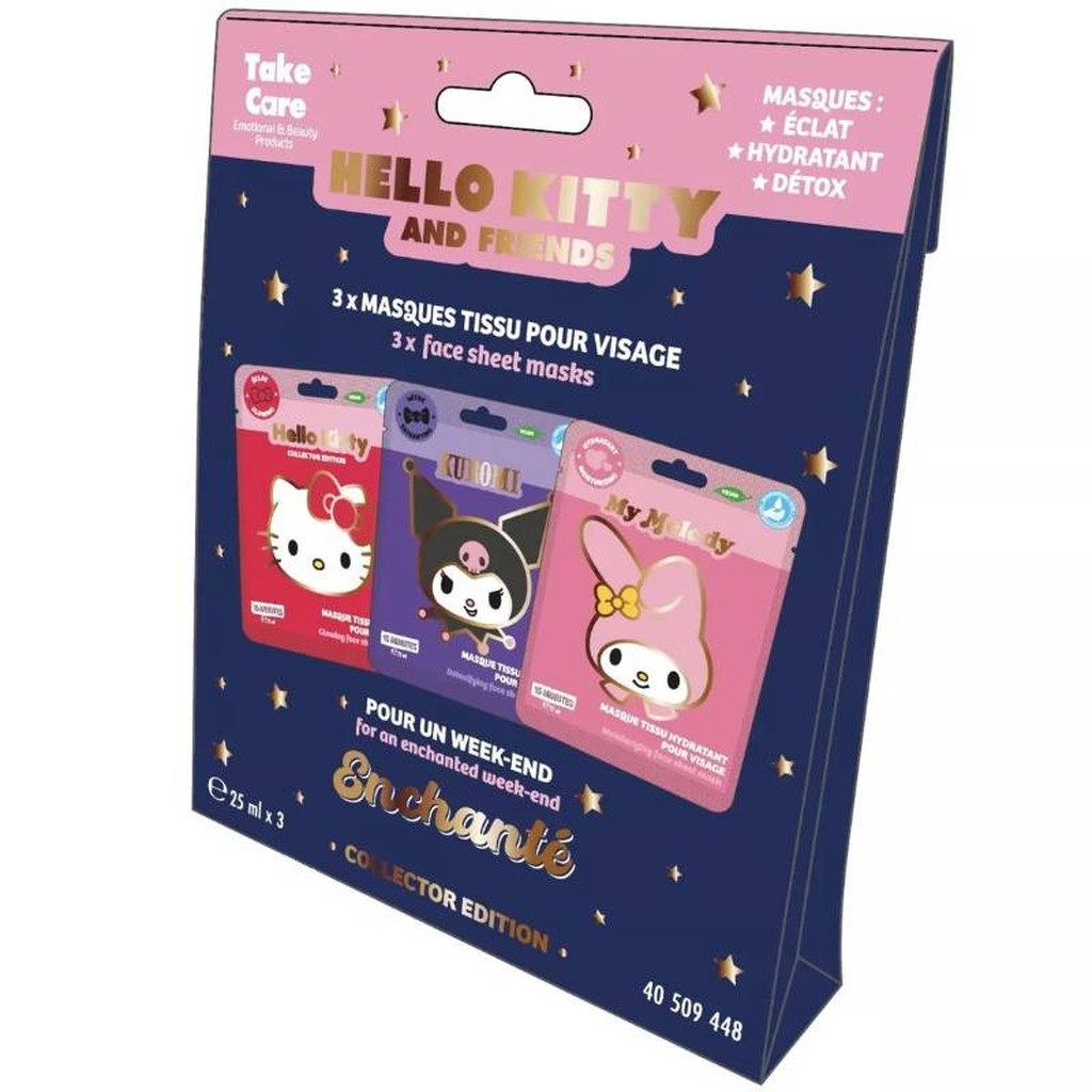 Set mit 3 Gesichtsmasken Hello Kitty &amp; Friends