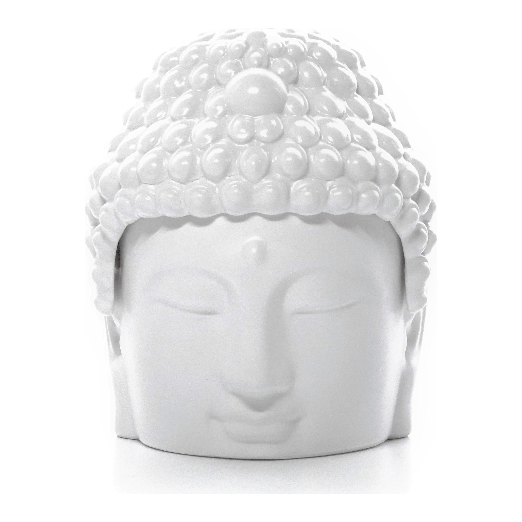 Tazza Buddha bianca con coperchio frontale