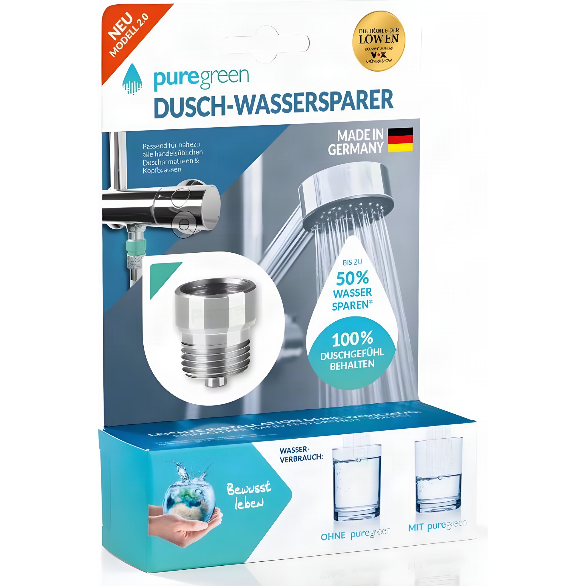 Dusch-Wassersparer Spart bis zu 50% warmes Wasser