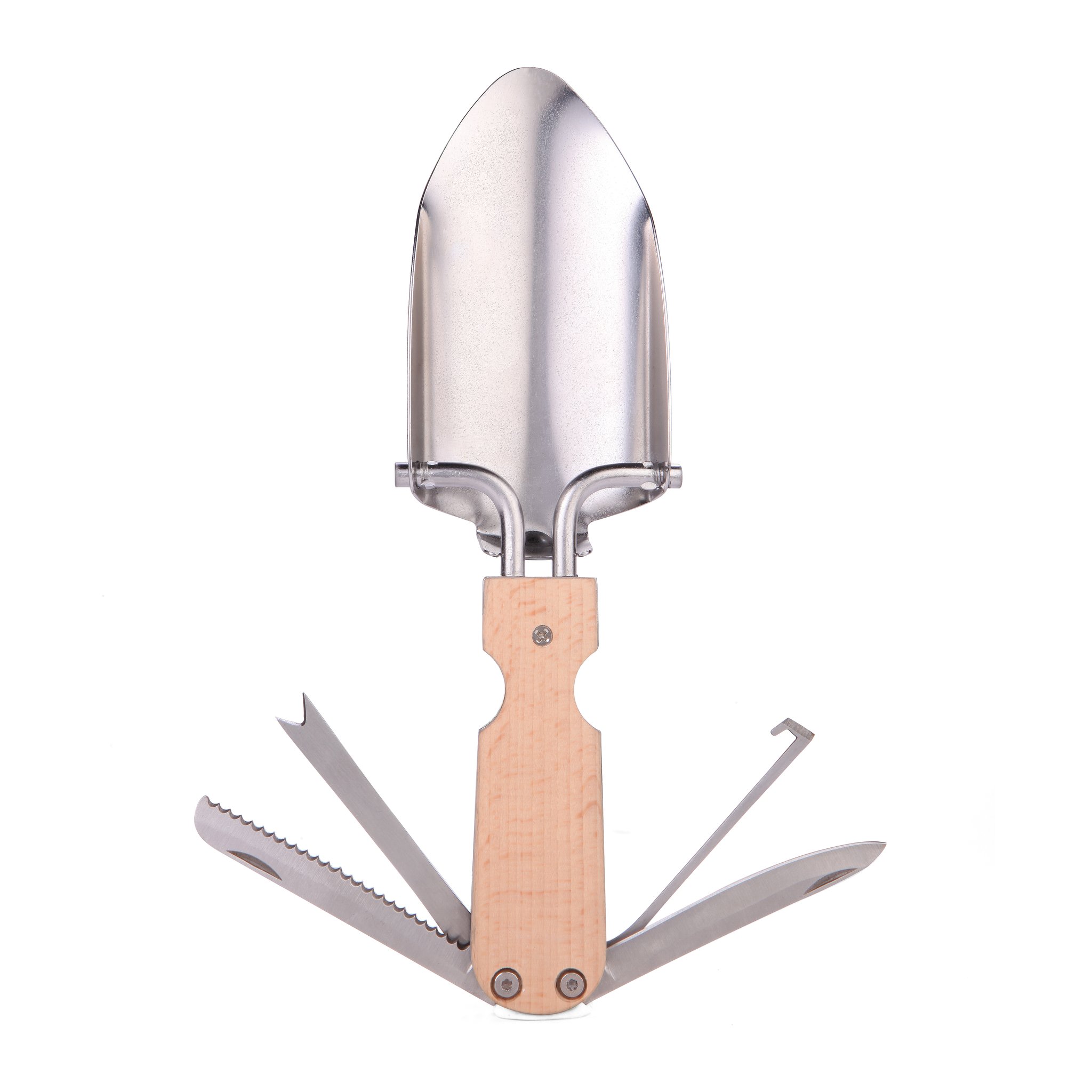 Garten Multitool – geöffnet mit allen 5 Werkzeugen