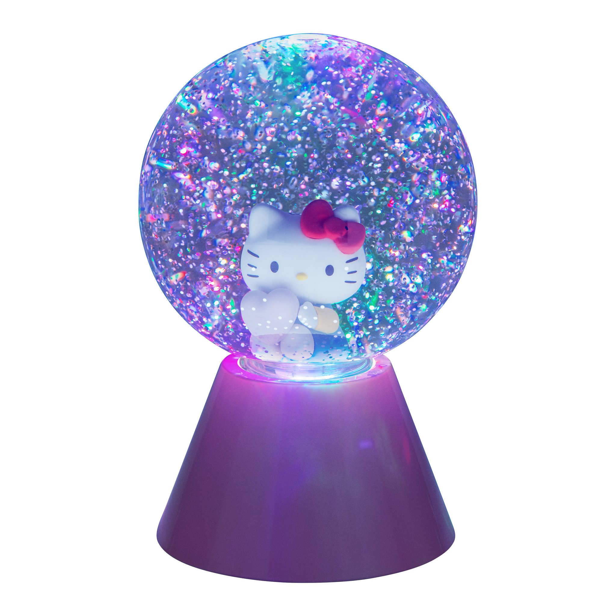 Glitzerkugel freigestellt mit farbig leuchtendem Glitter