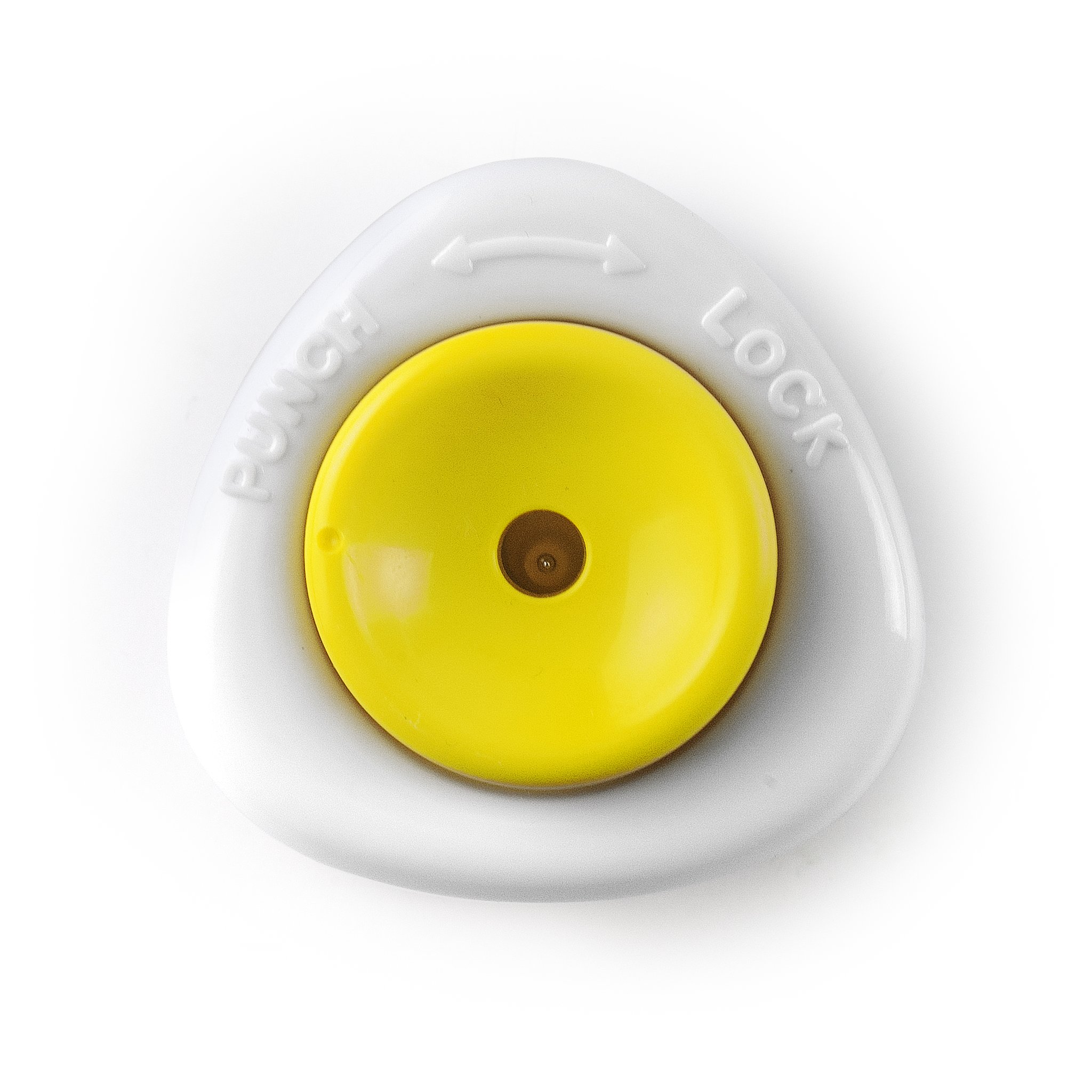 Egg piercer from above with Punch and Lock markings for the lock