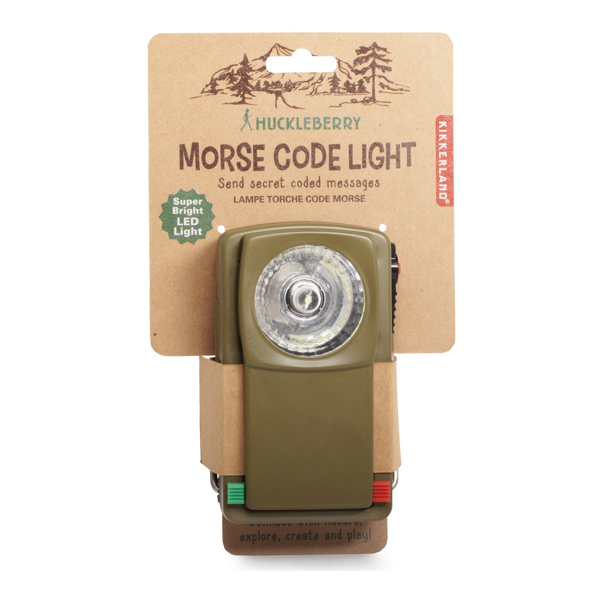 Morse-Code-Taschenlampe auf der Verpackungskarte «Morse Code Light» von Huckleberry