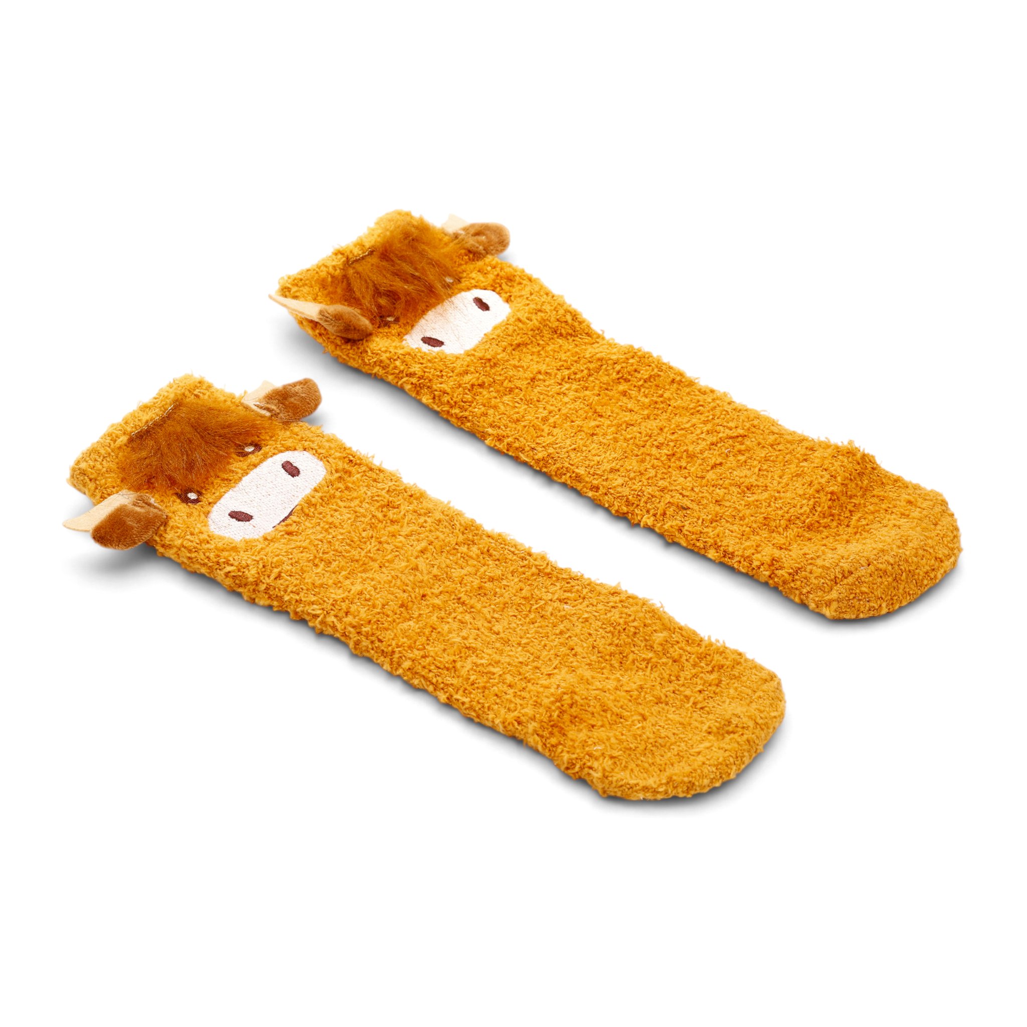 Hochlandrind-Kuschelsocken in Orange