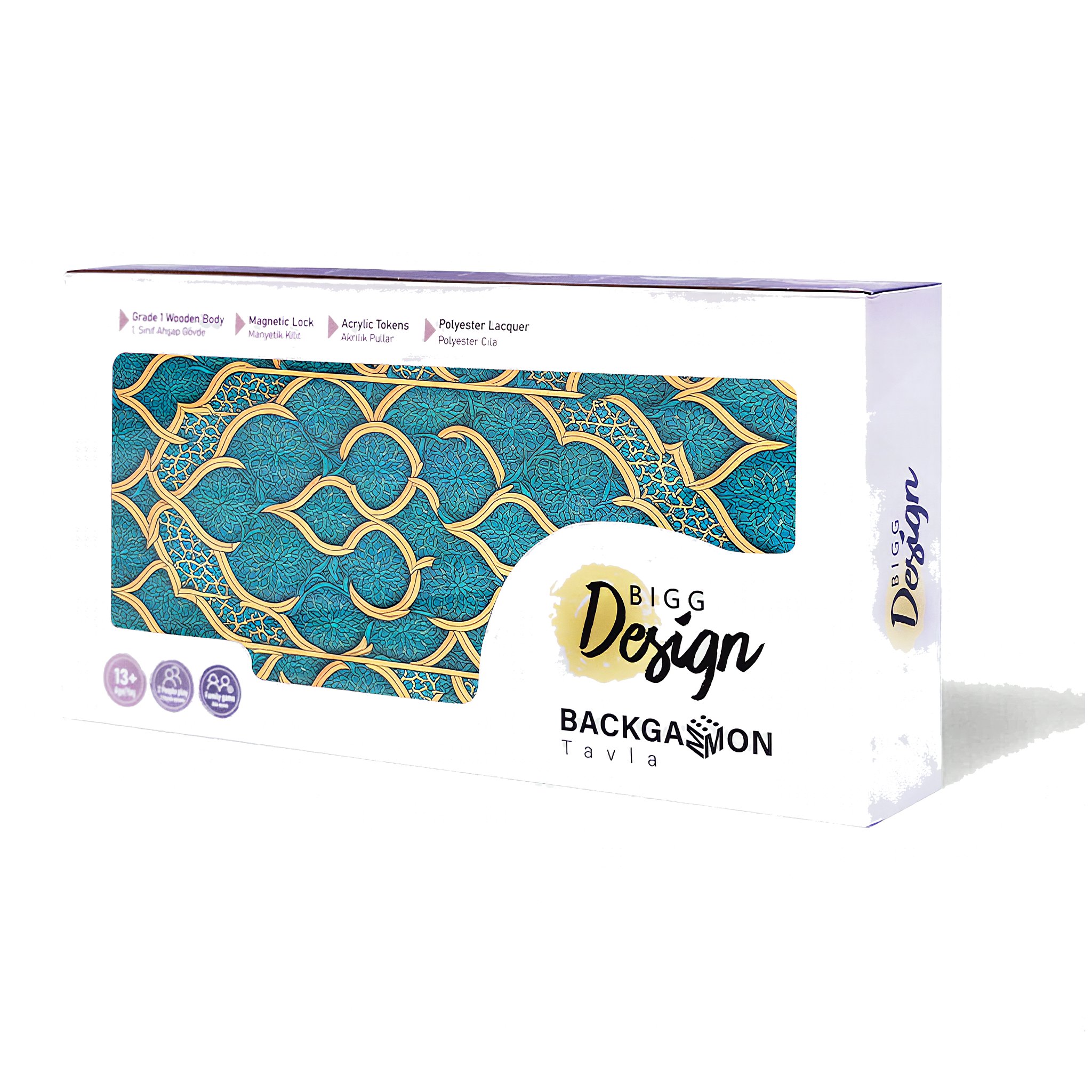 Backgammon-Set Oriental von Biggdesign in der Geschenkverpackung mit Sichtfenster