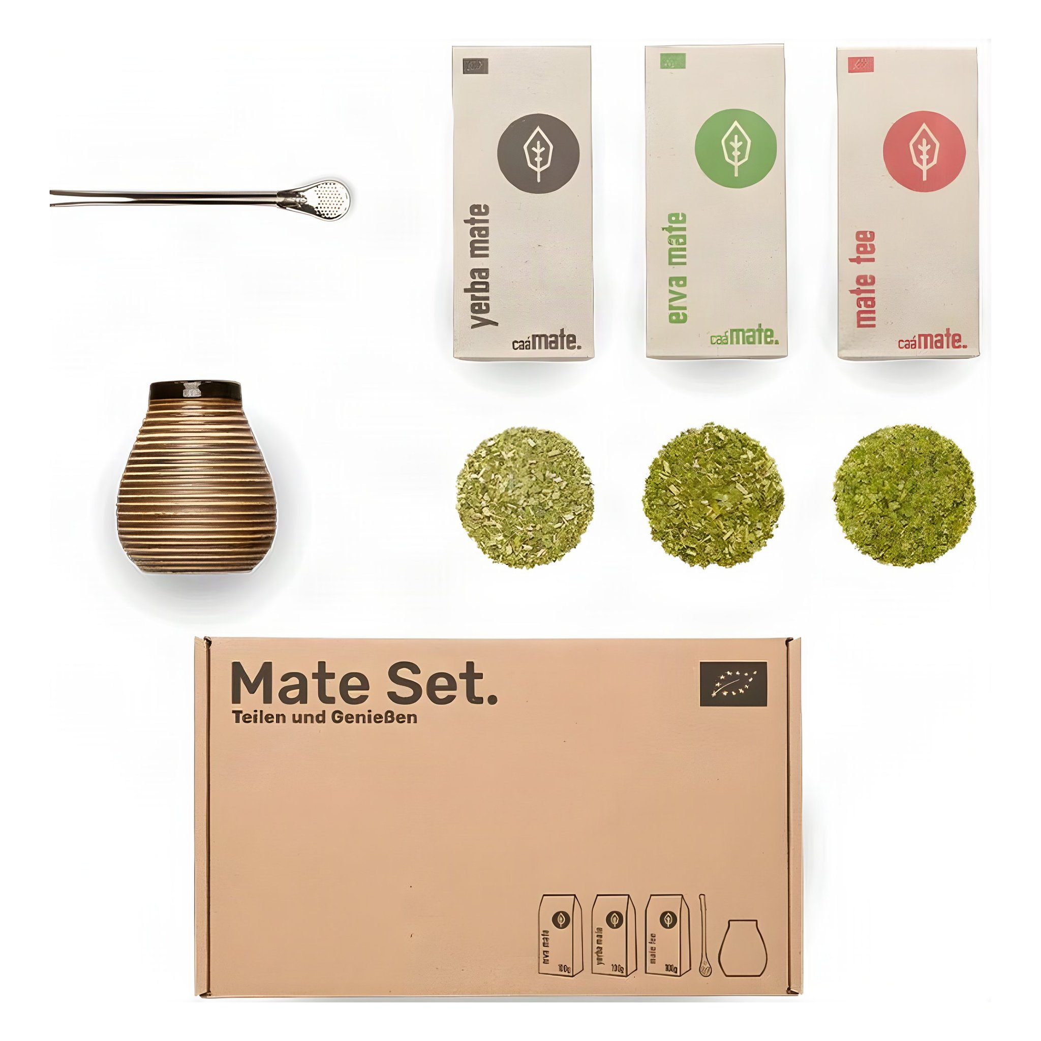 Mate Starter Set mit Kalebasse, Bombilla und Mate Tee