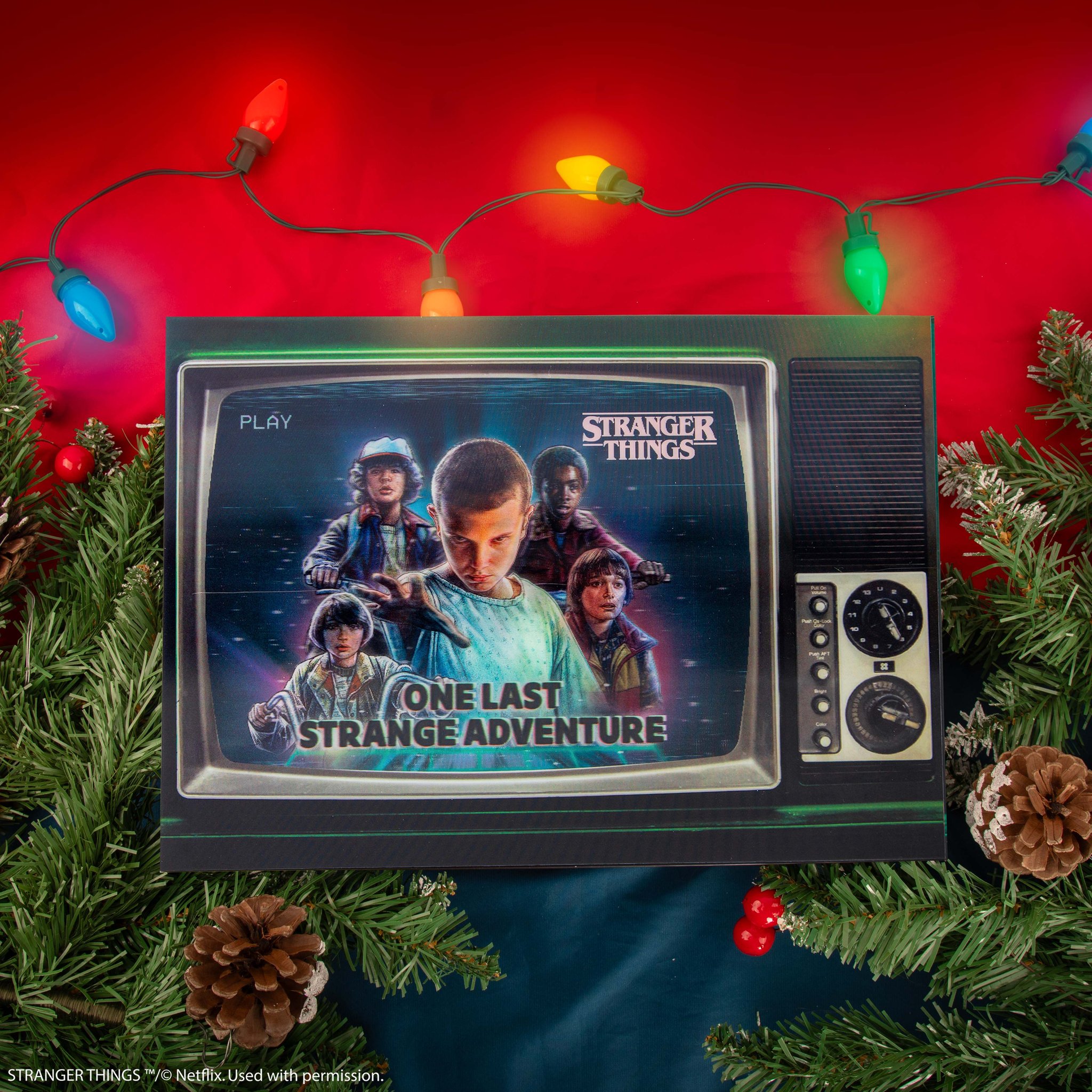 Stranger Things Adventskalender im Retro-TV-Look mit Lichterkette