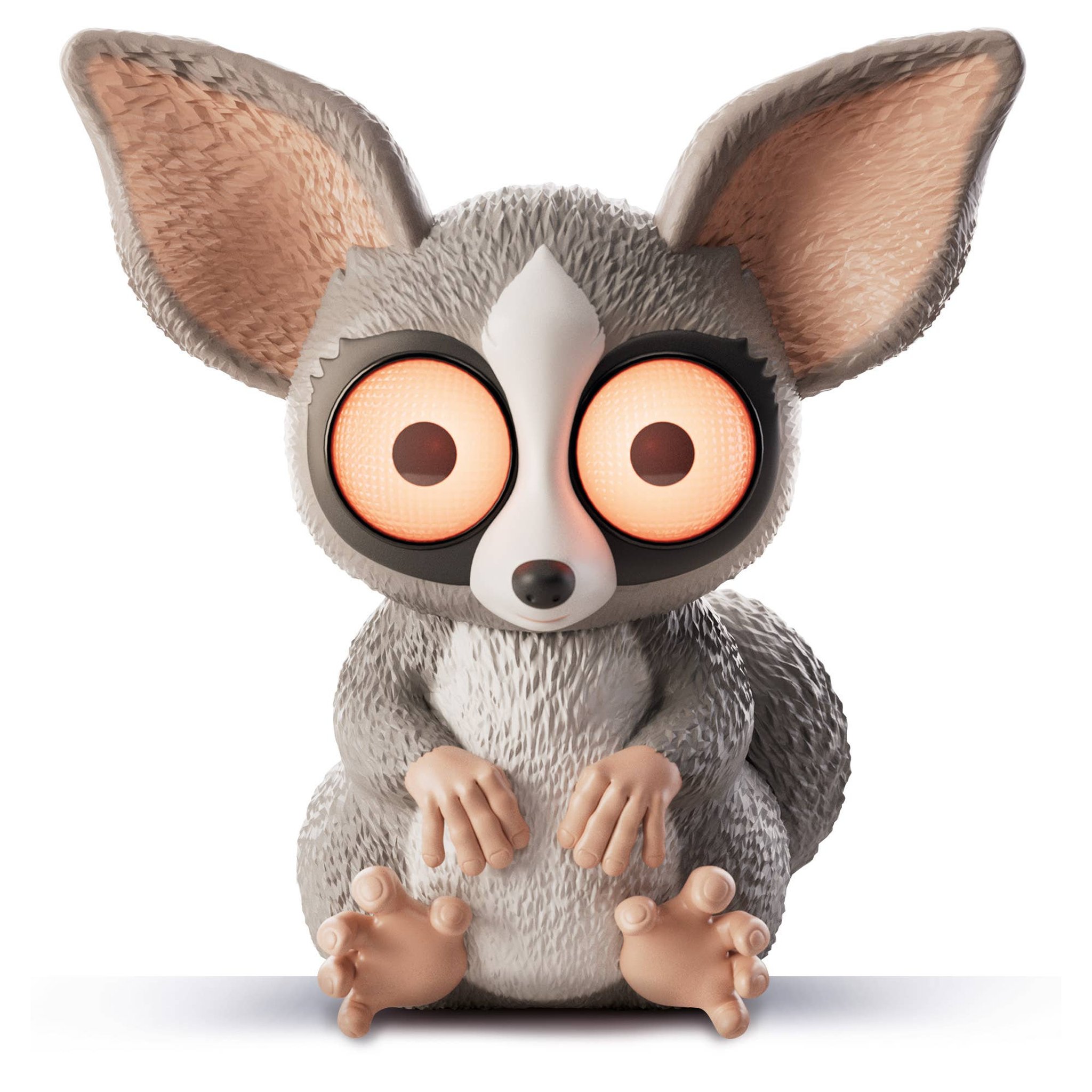 Bush Baby LED-Nachtlicht von Lisciani mit leuchtenden Augen, Freisteller auf Weiss