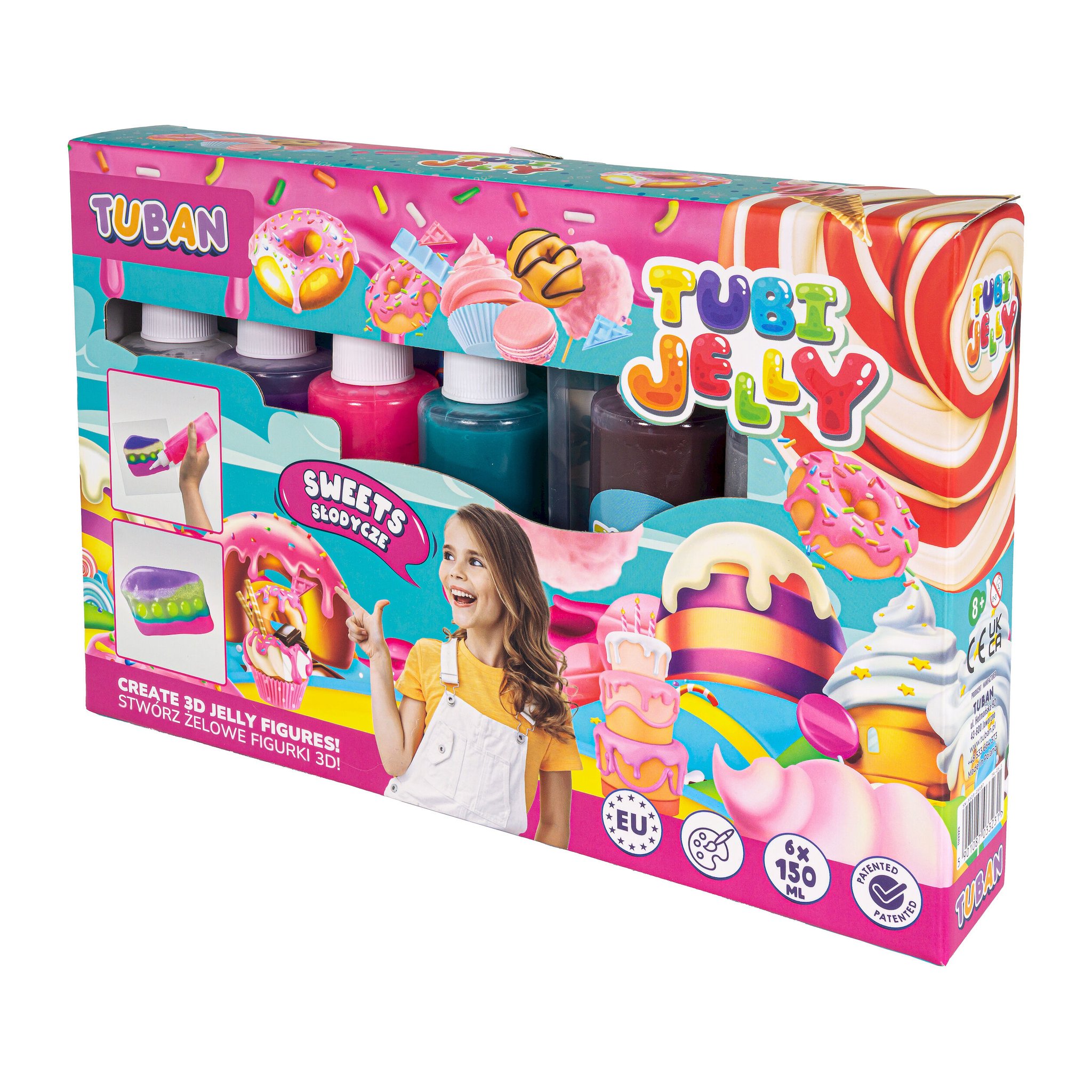 Set creativo in gel Tubi Jelly Dolci nella confezione colorata con finestra sui 6 tubetti