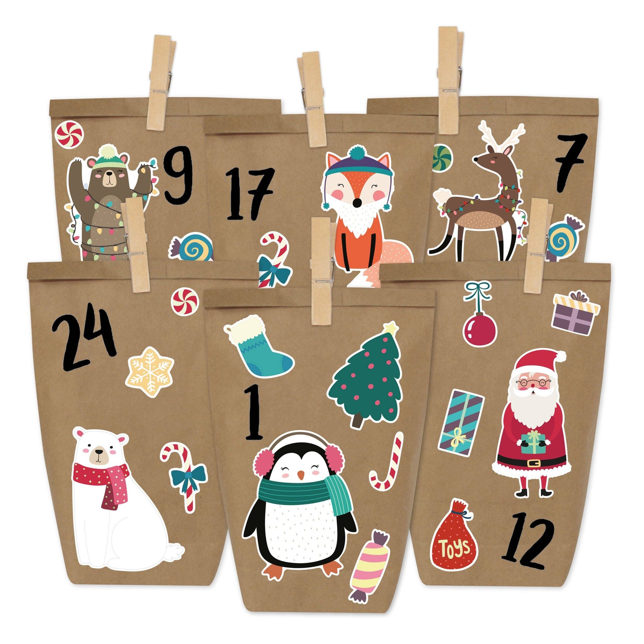 Adventskalender Weihnachtstiere zum Befüllen