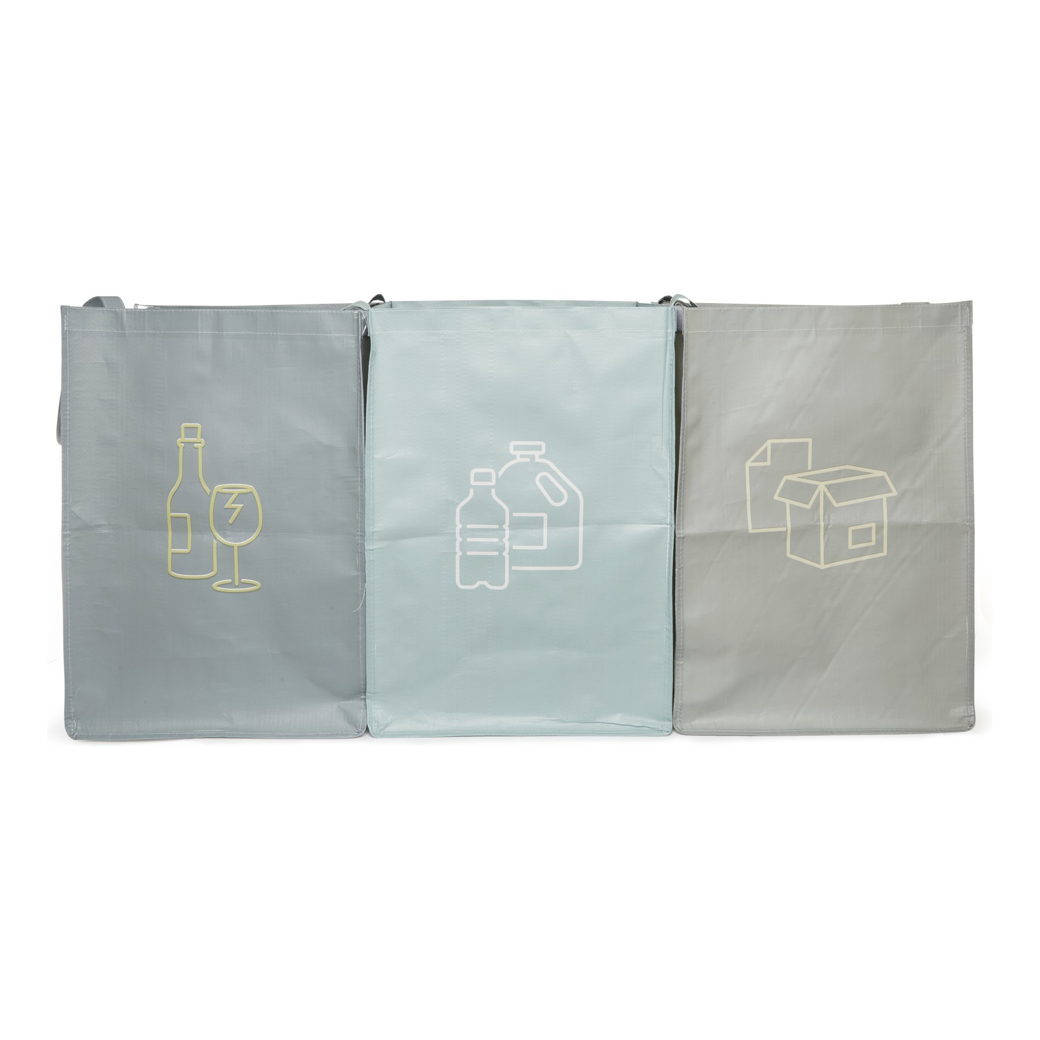 Recycling-Station Kikkerland — 3er-Set Wertstofftaschen für Glas, Plastik und Papier