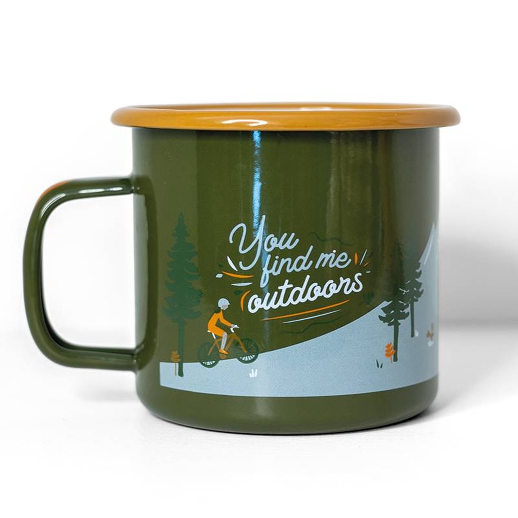Emaille Becher you find me outdoors von roadtyping