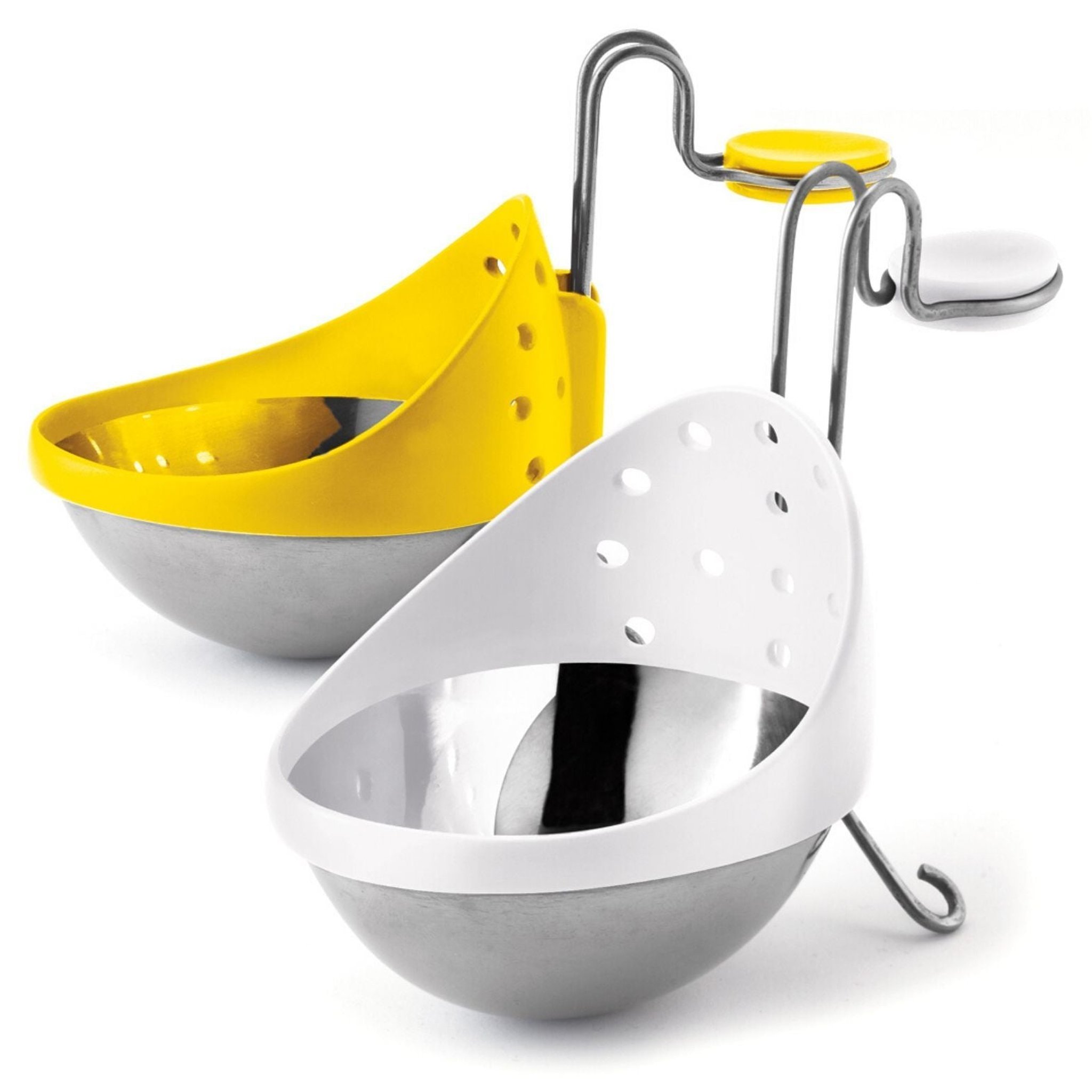 Cuisipro set 2 stampi per uova in camicia giallo e bianco silicone e acciaio