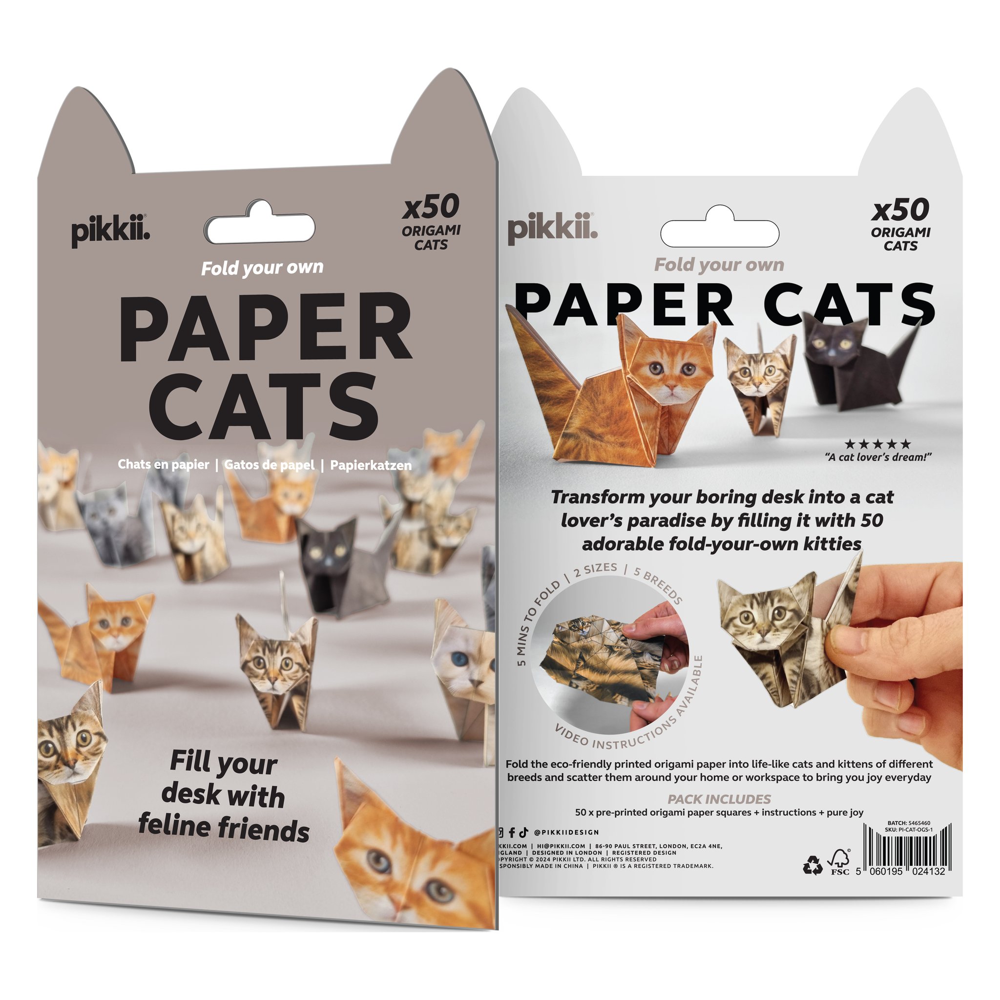 Paper Cats Origami-Set – Verpackung Vorder- und Rückseite