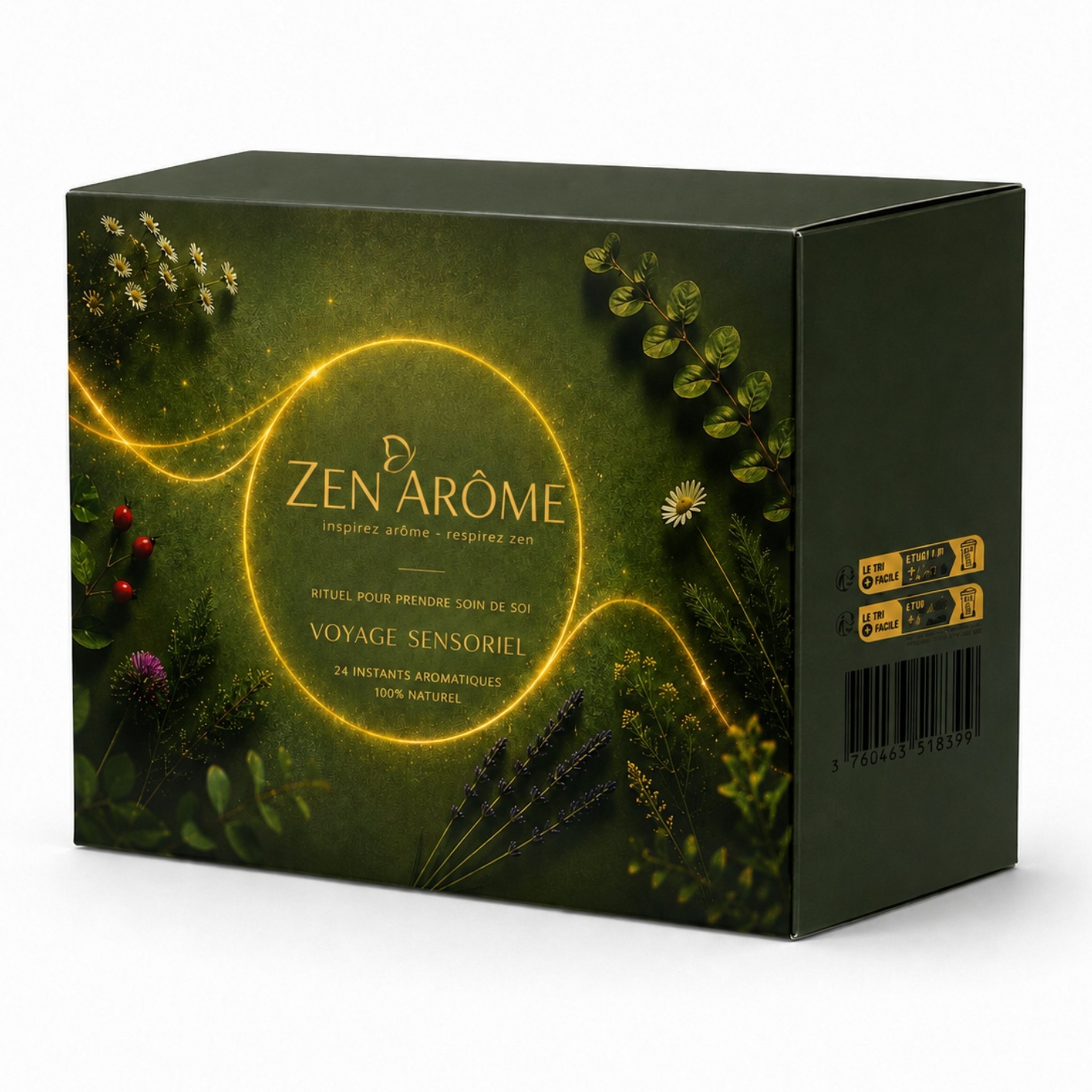 Calendrier de l'Avent aromathérapie Zen'Arôme dans son coffret vert