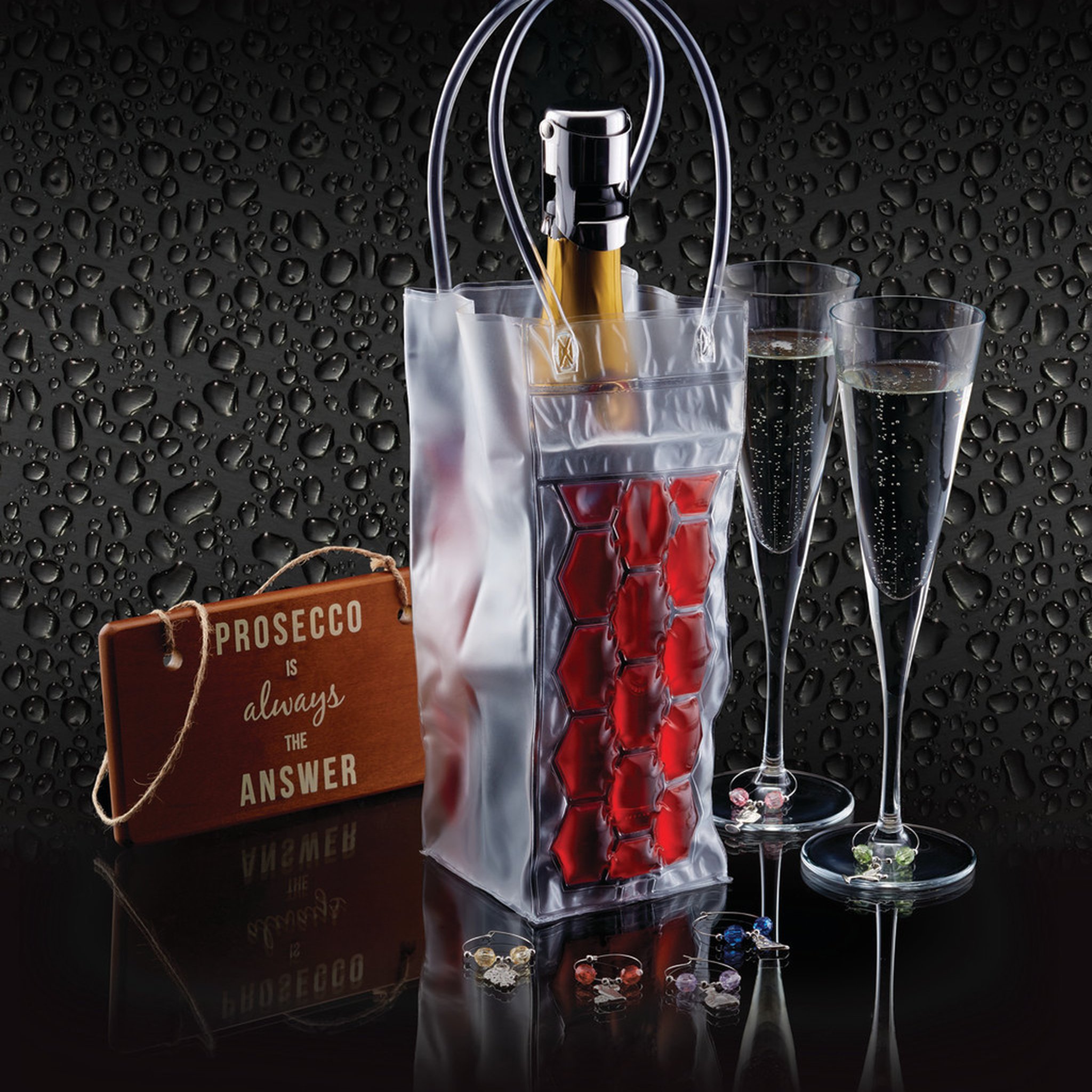 BarCraft Prosecco Geschenkset mit Kühltasche und Gläsern