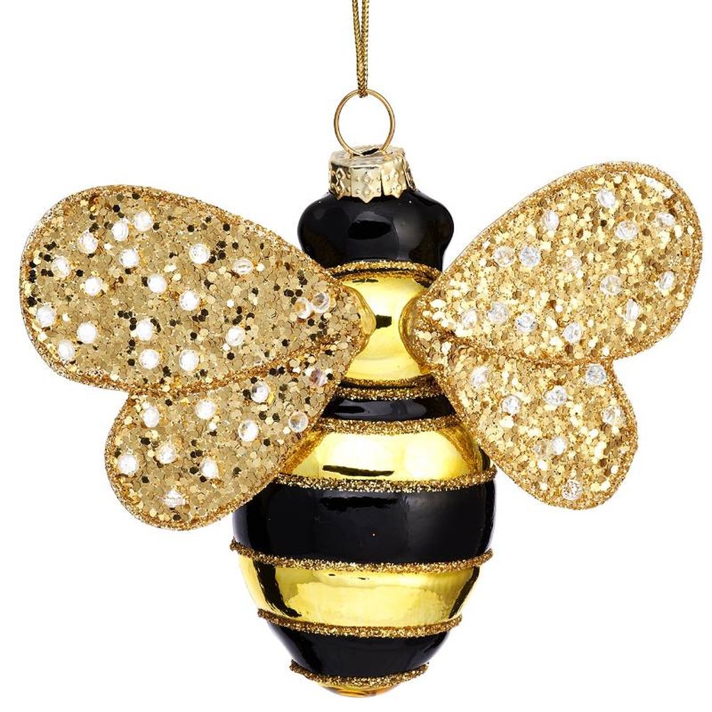 Weihnachtskugel Biene mit Glitter