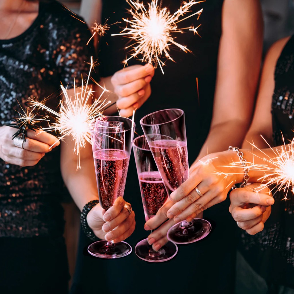 Rosa Glitzer-Sektgläser