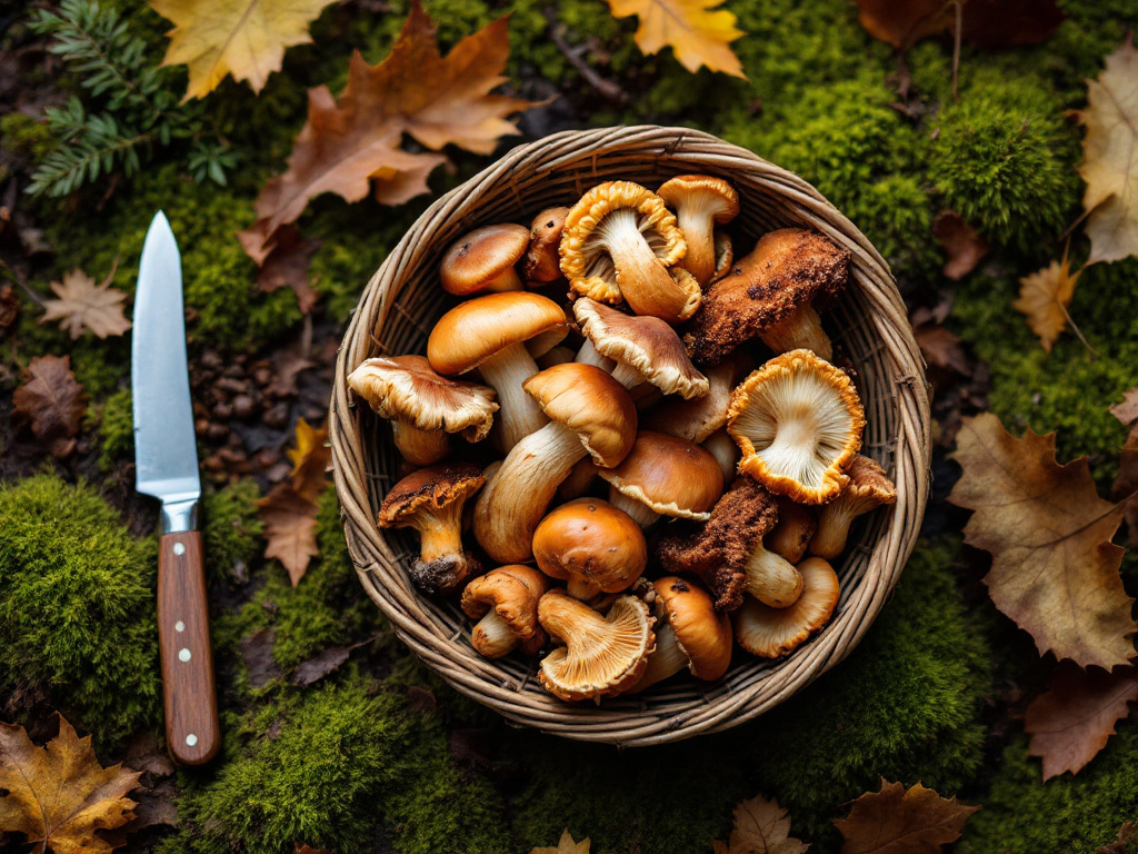 Porcini mushrooms on the forest floor in autumn mist – Swiss mushroom season