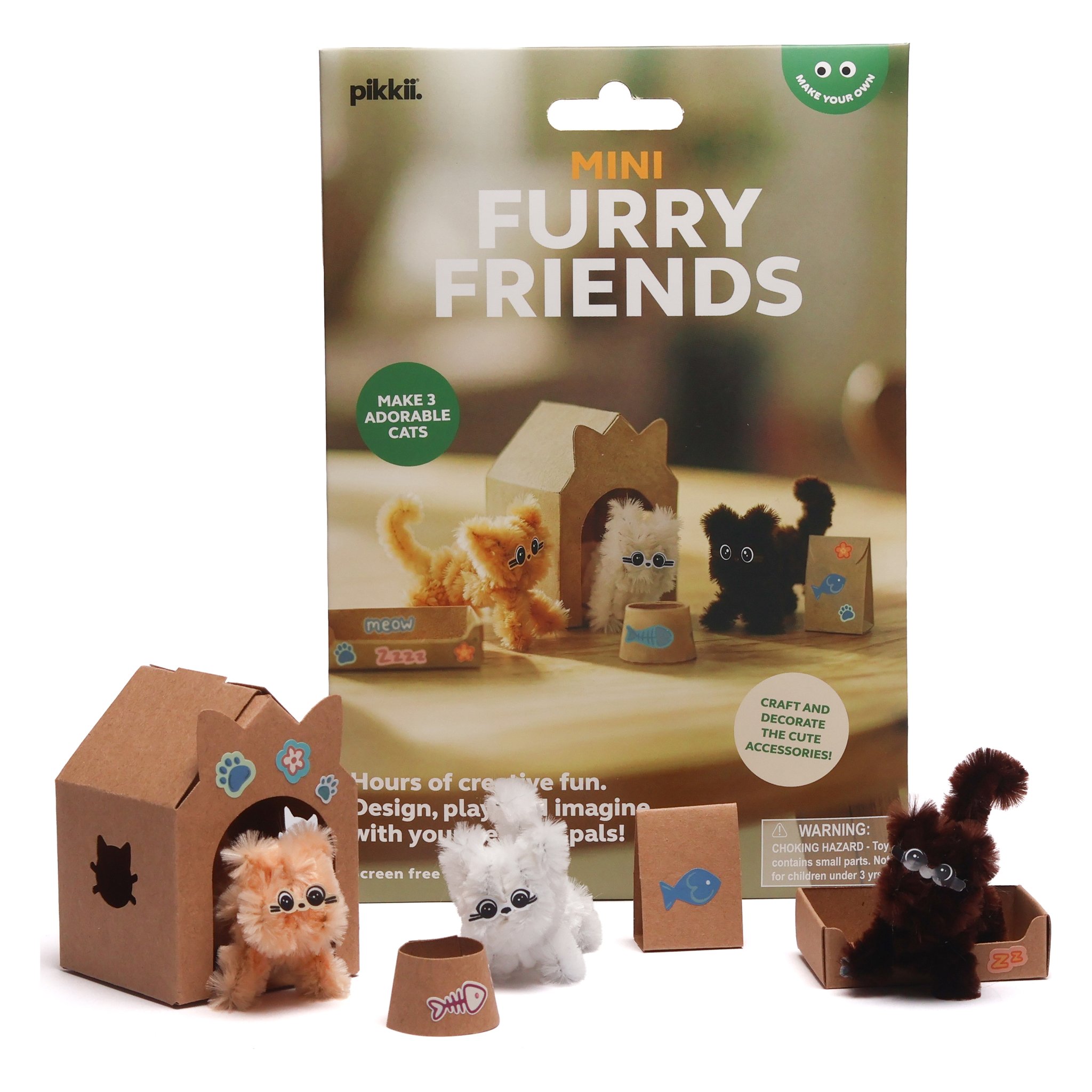Mini Furry Friends craft kit – packaging with cats and cat house