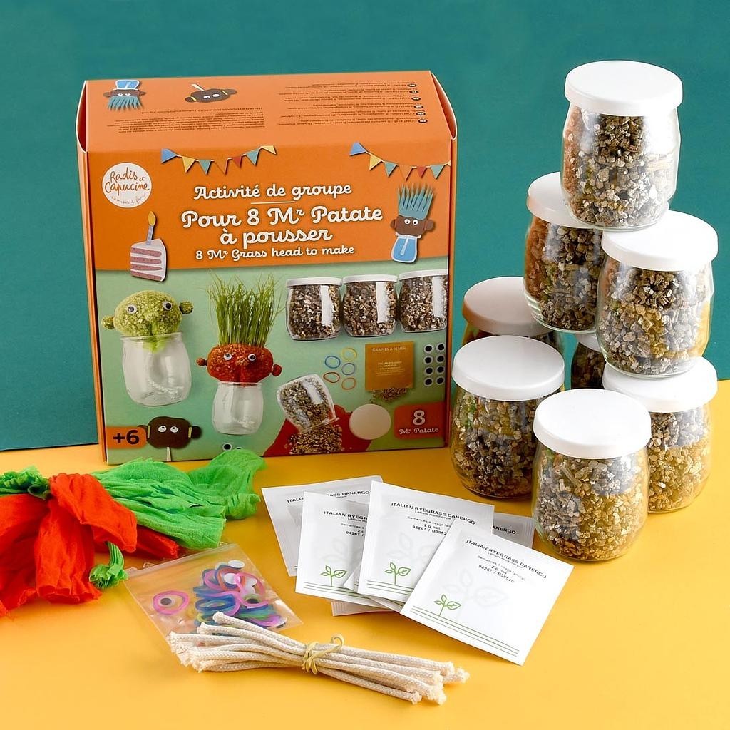 Herr Grasskopf Set Bastelset für 8 Graskoepfe