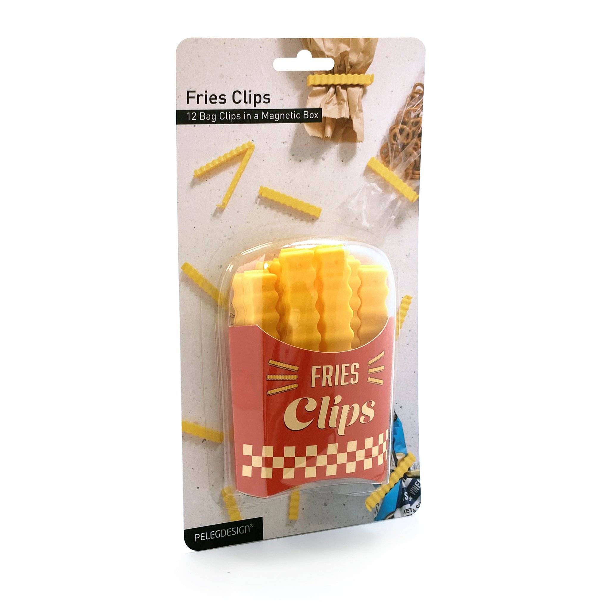 Pommes Tütenklammern Originalverpackung Fries Clips 12er Set Peleg Design