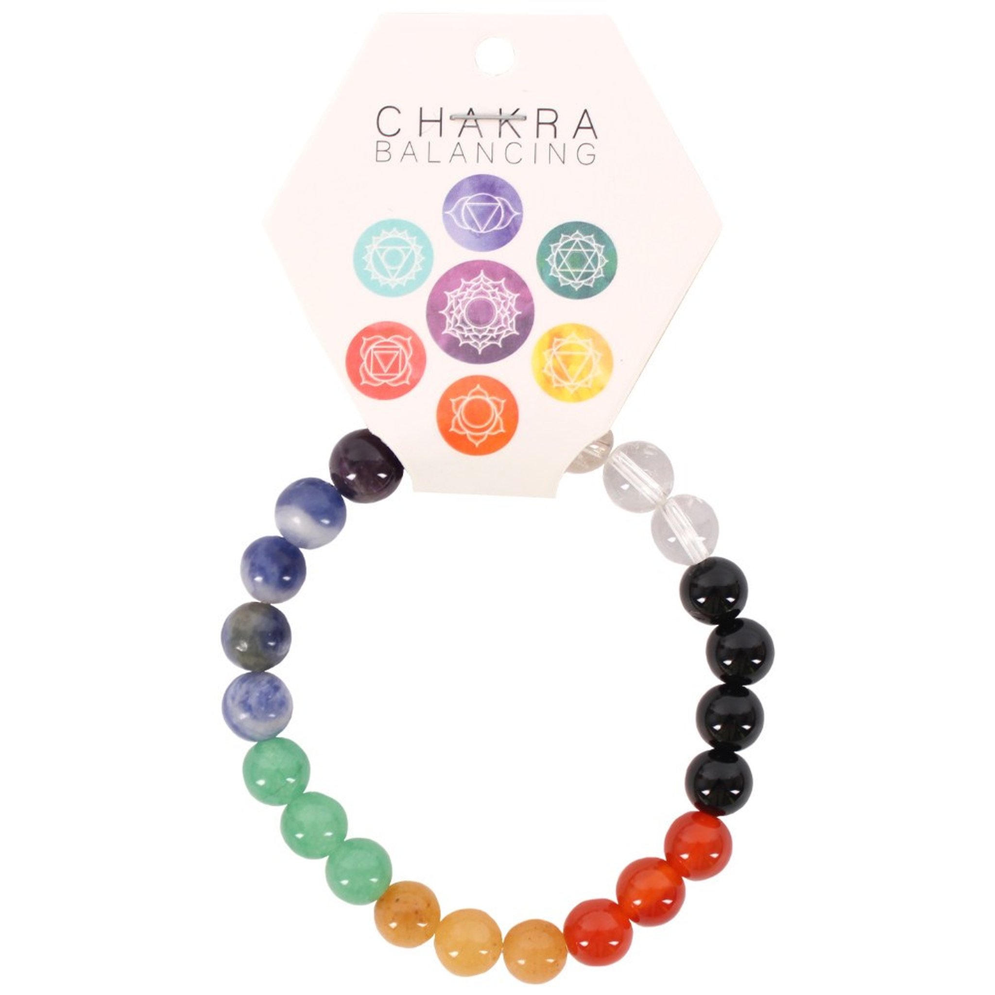 Chakra Kristallkugel-Armband mit 7 Edelstein-Perlen