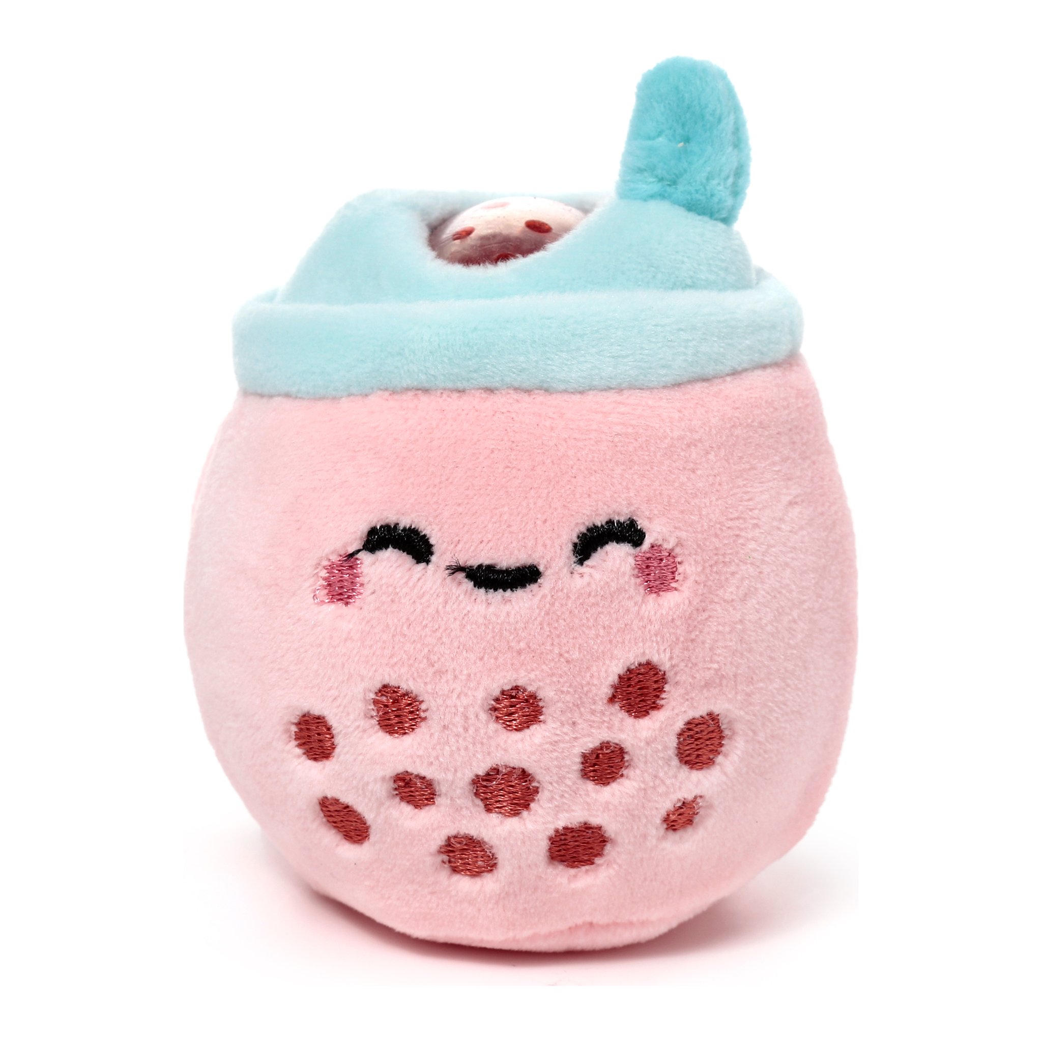 Rosa Bubble-Tea-Stressball mit Perlenmuster