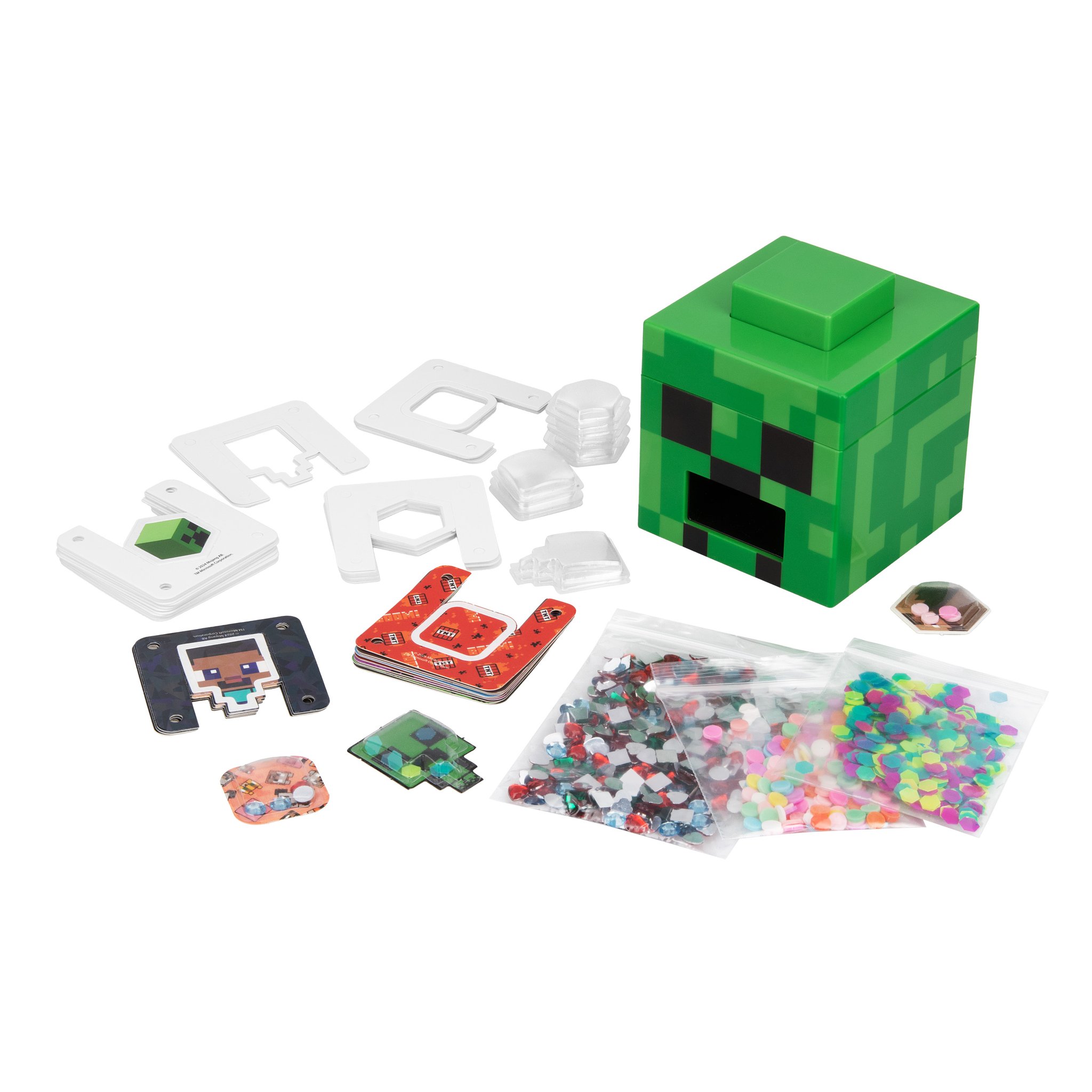 Minecraft 3D Sticker Maker Creeper – komplettes Bastelset mit Creeper-Box, Hintergründen, Edelsteinen und Streuteilen