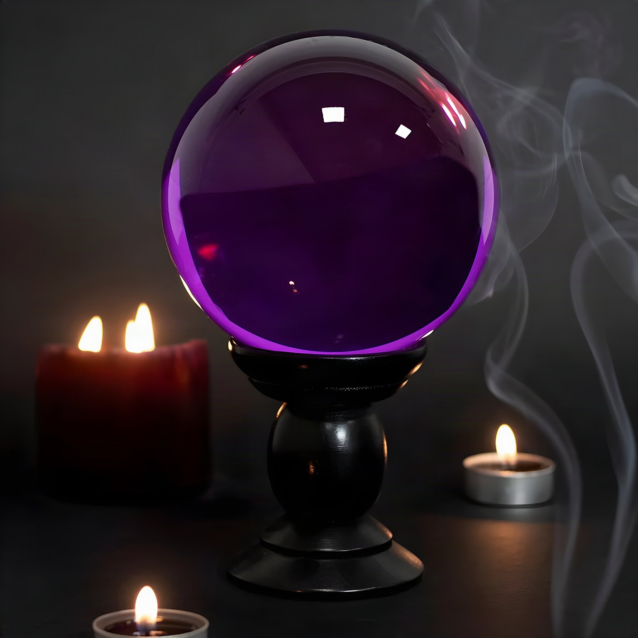 Violette Kristallkugel mit Ständer
