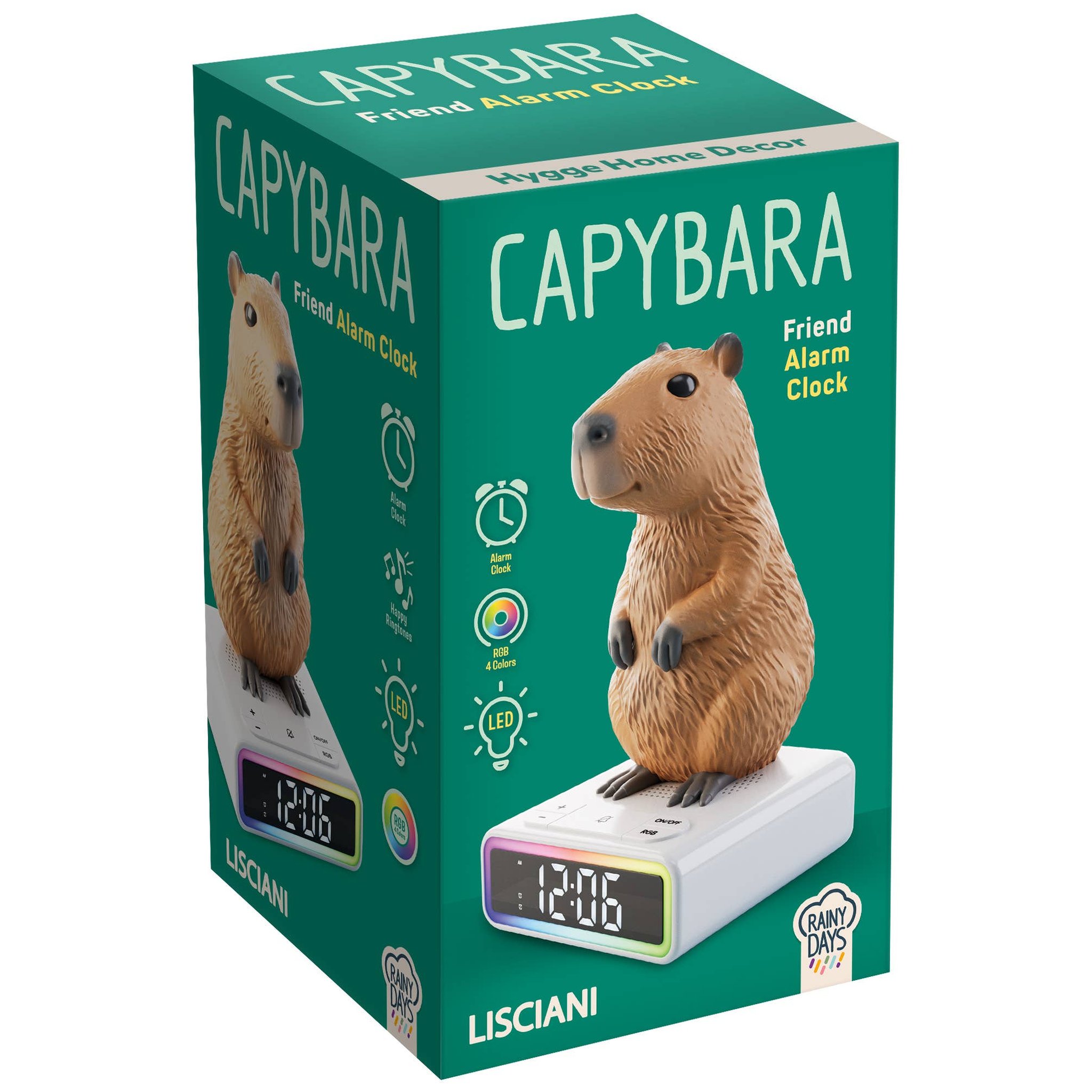 Verpackung des Capybara Weckers aus der Rainy-Days-Kollektion von Lisciani
