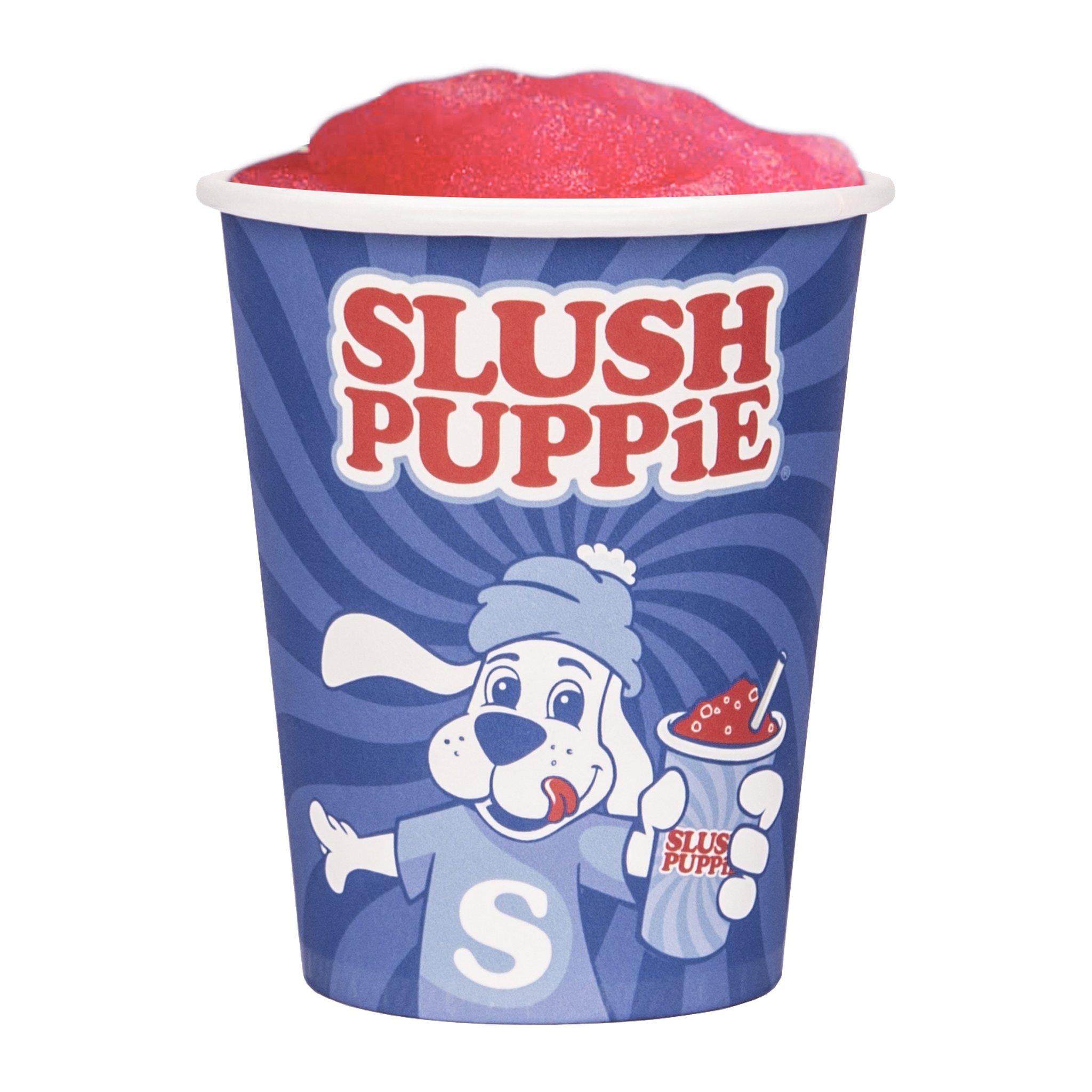 Gobelet en papier Slush Puppie rempli de slushie rouge