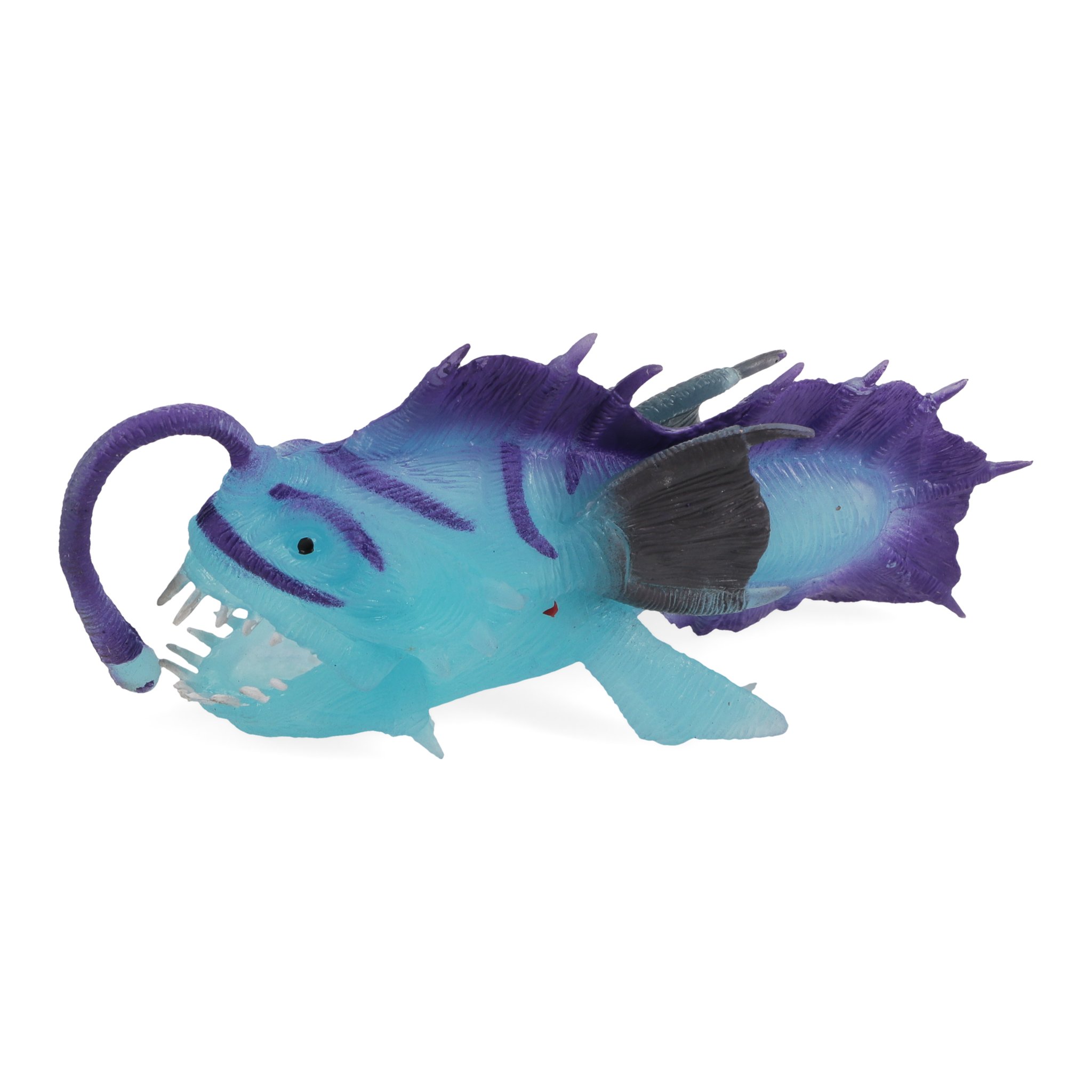 The blue and purple anglerfish with lure and teeth, cut out