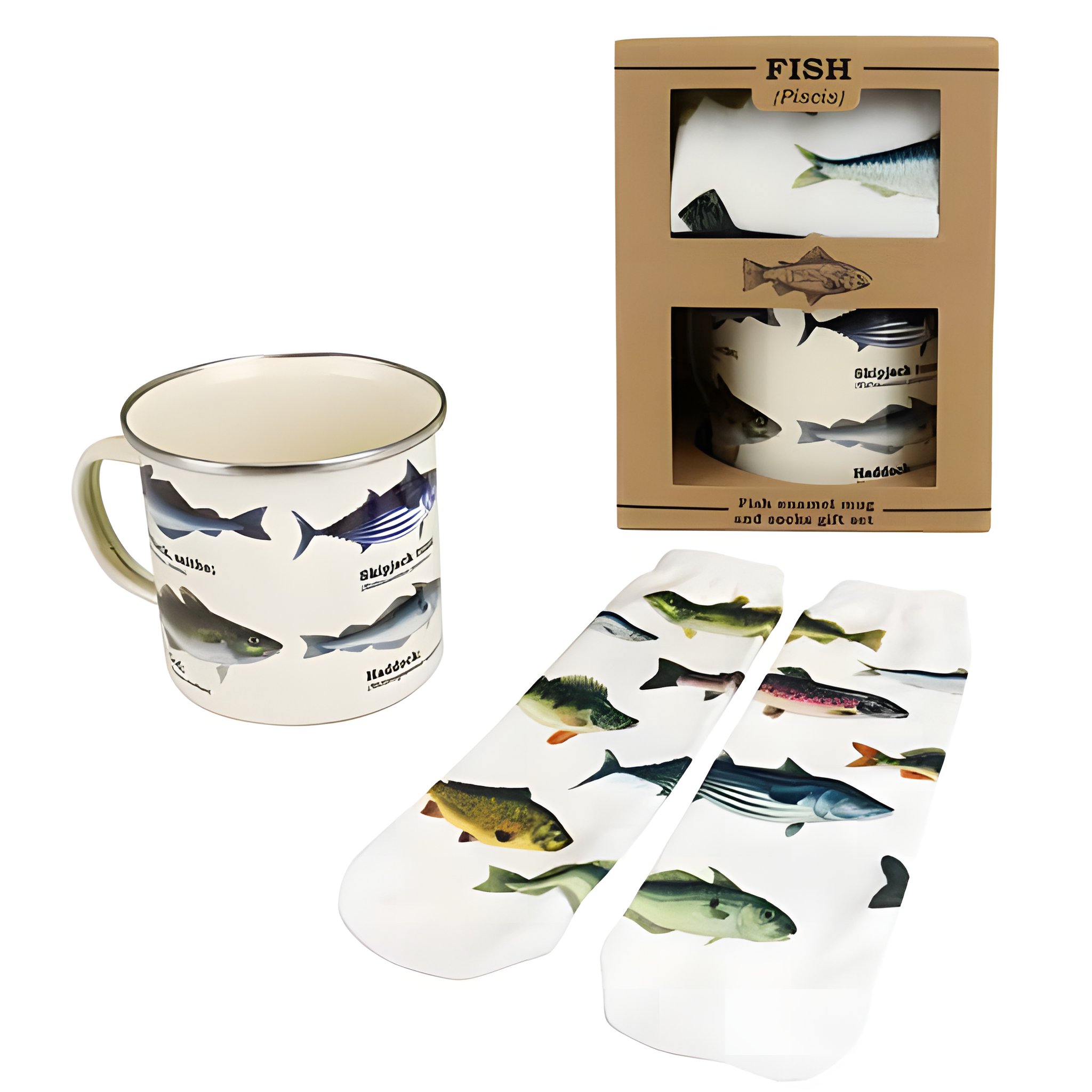 Set regalo pescatori tazza e calzini aperti