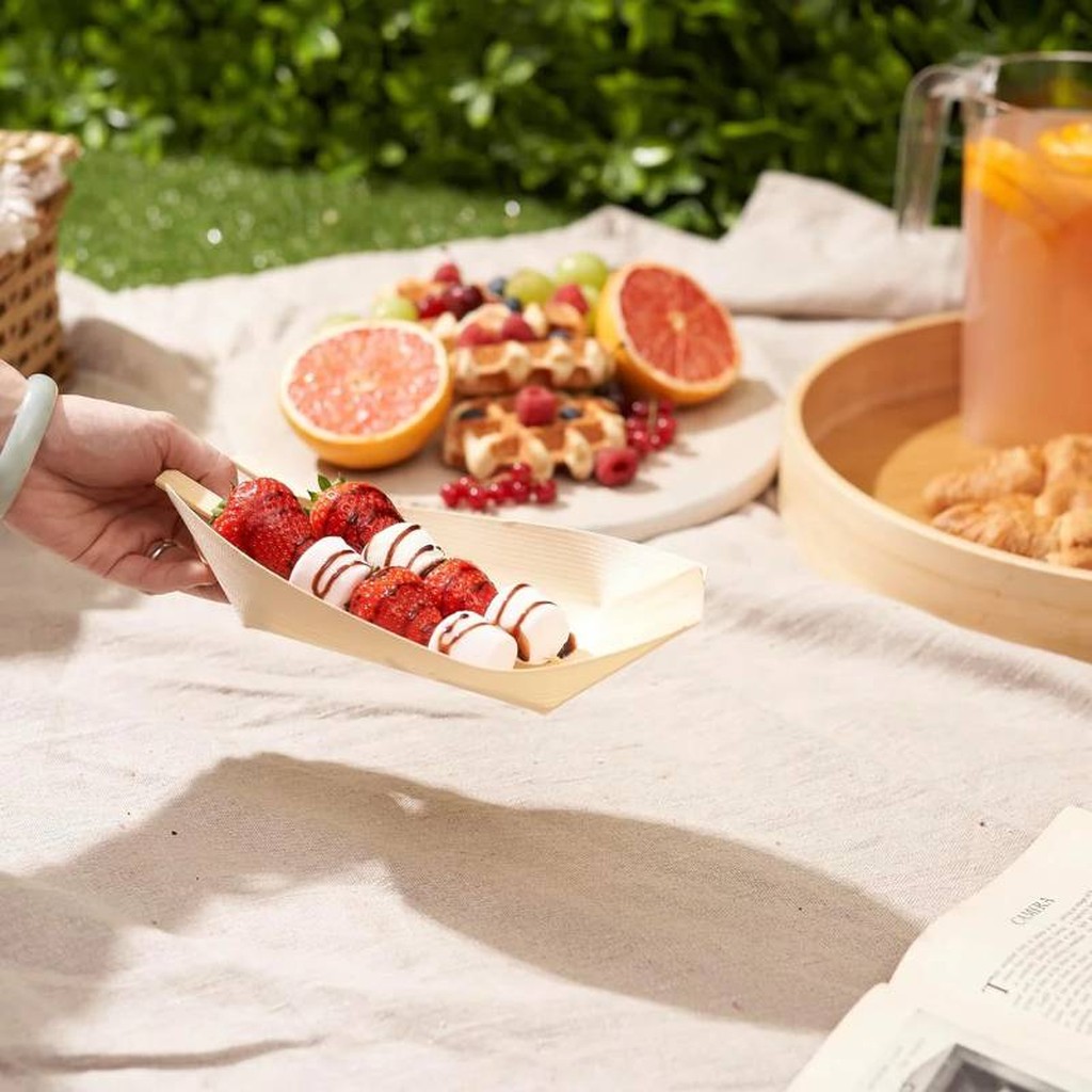 100 Servierschalen aus Bambus