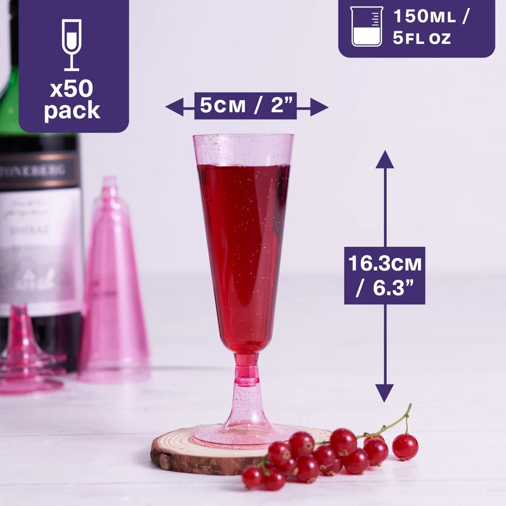 Rosa Glitzer-Sektgläser