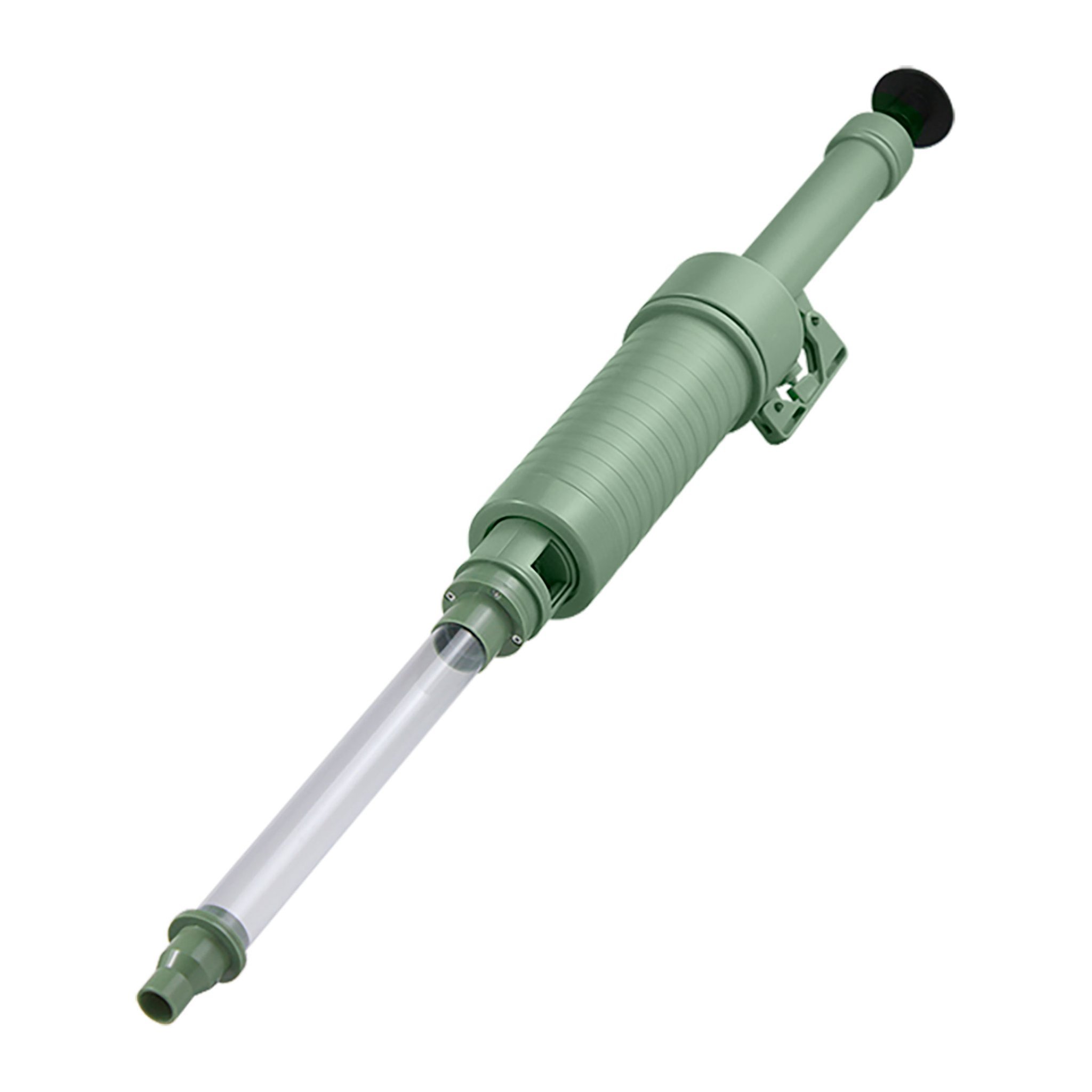 Pump Action Bug Vac von Katcha schräg von oben mit salbeigrünem Pumpgehäuse und transparentem Fangrohr