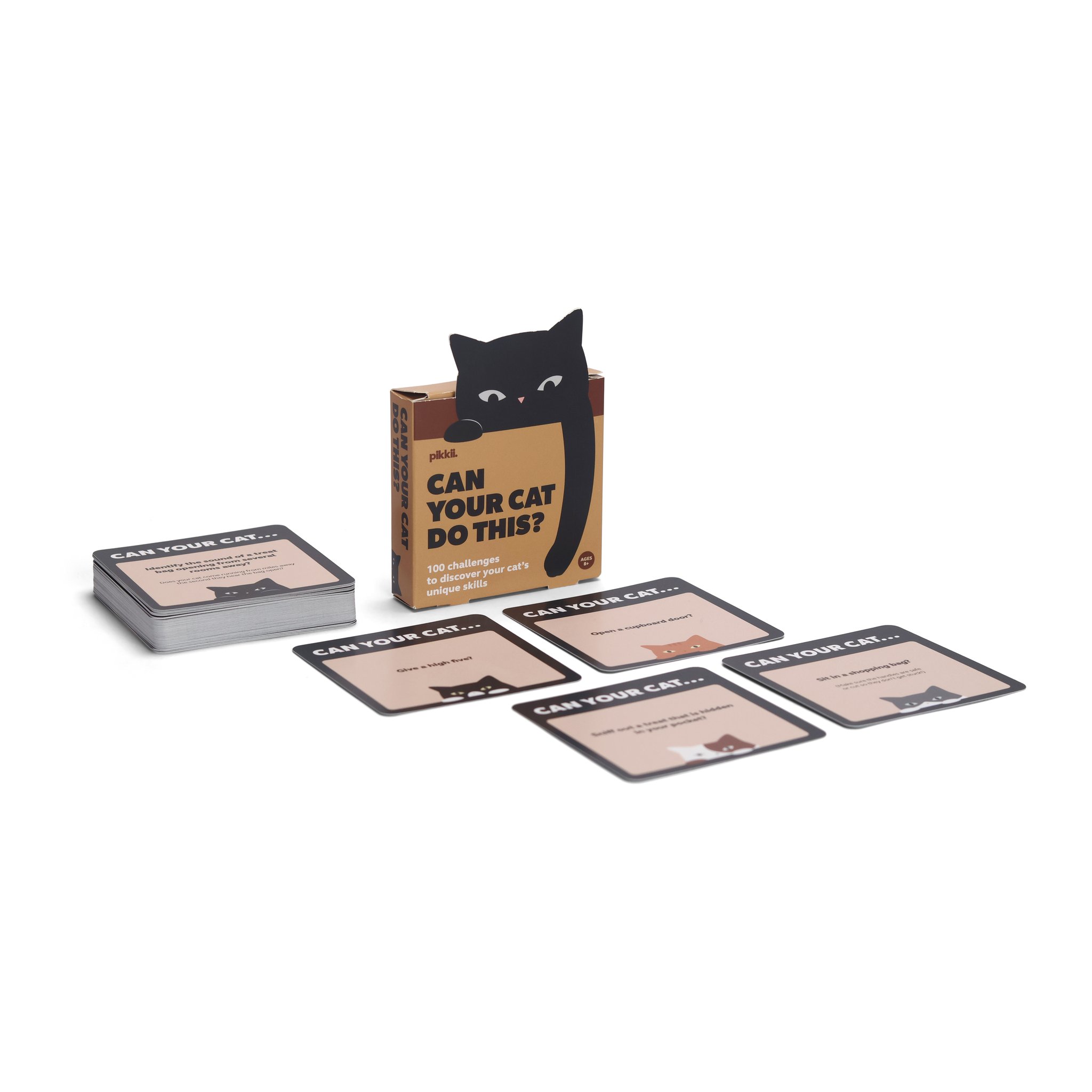 Scatola Can Your Cat Do This? con le carte sfida disposte