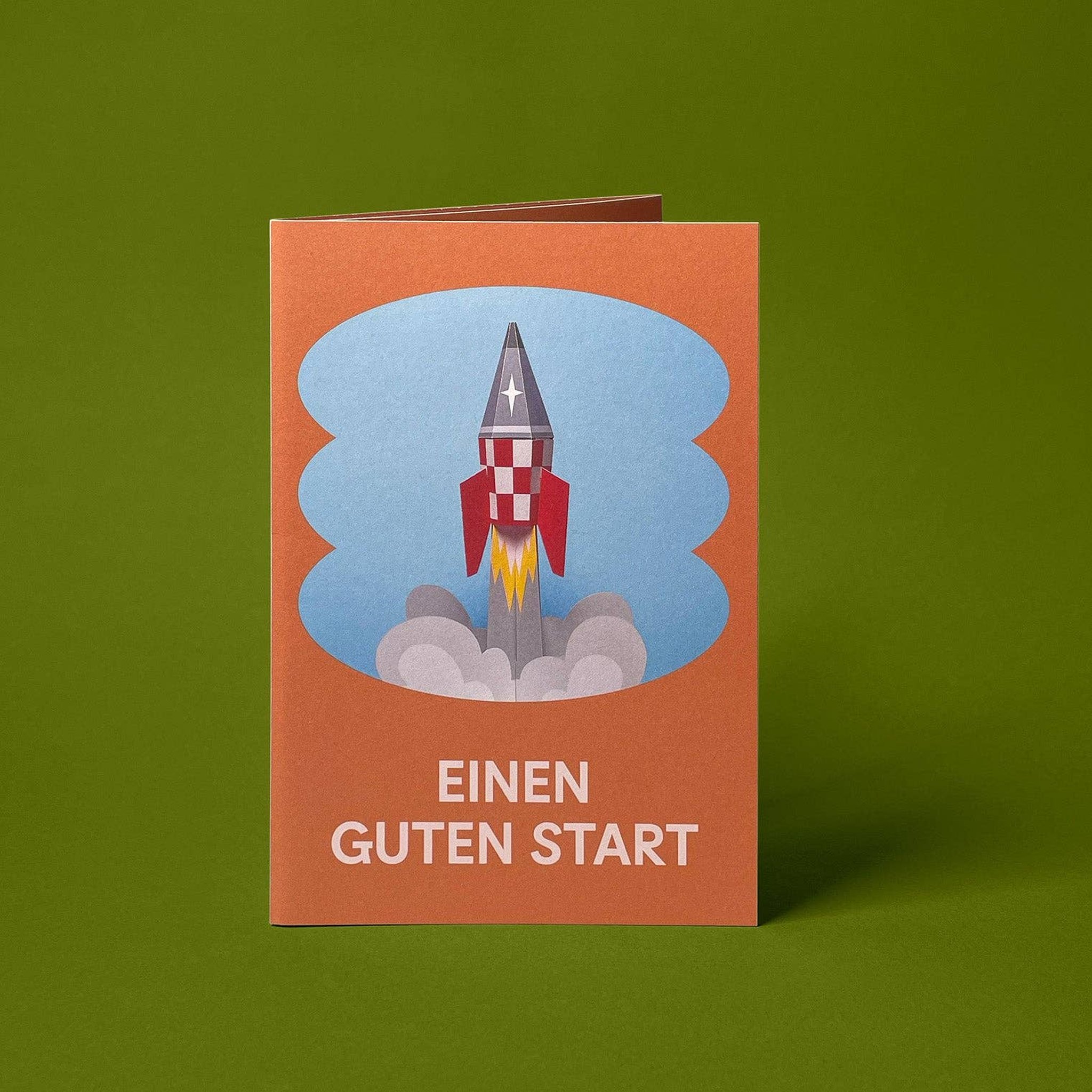 Vorderseite der Grusskarte «Einen guten Start» zum Selberfalten