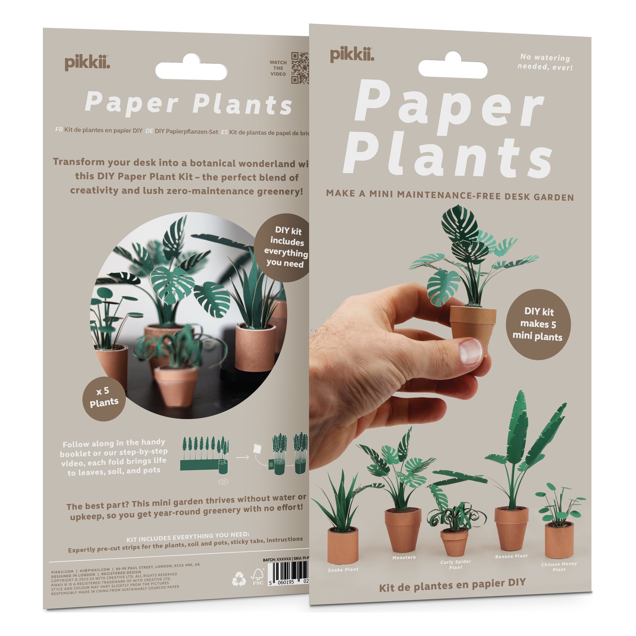 Paper Plants Origami-Set – Verpackung Vorder- und Rückseite