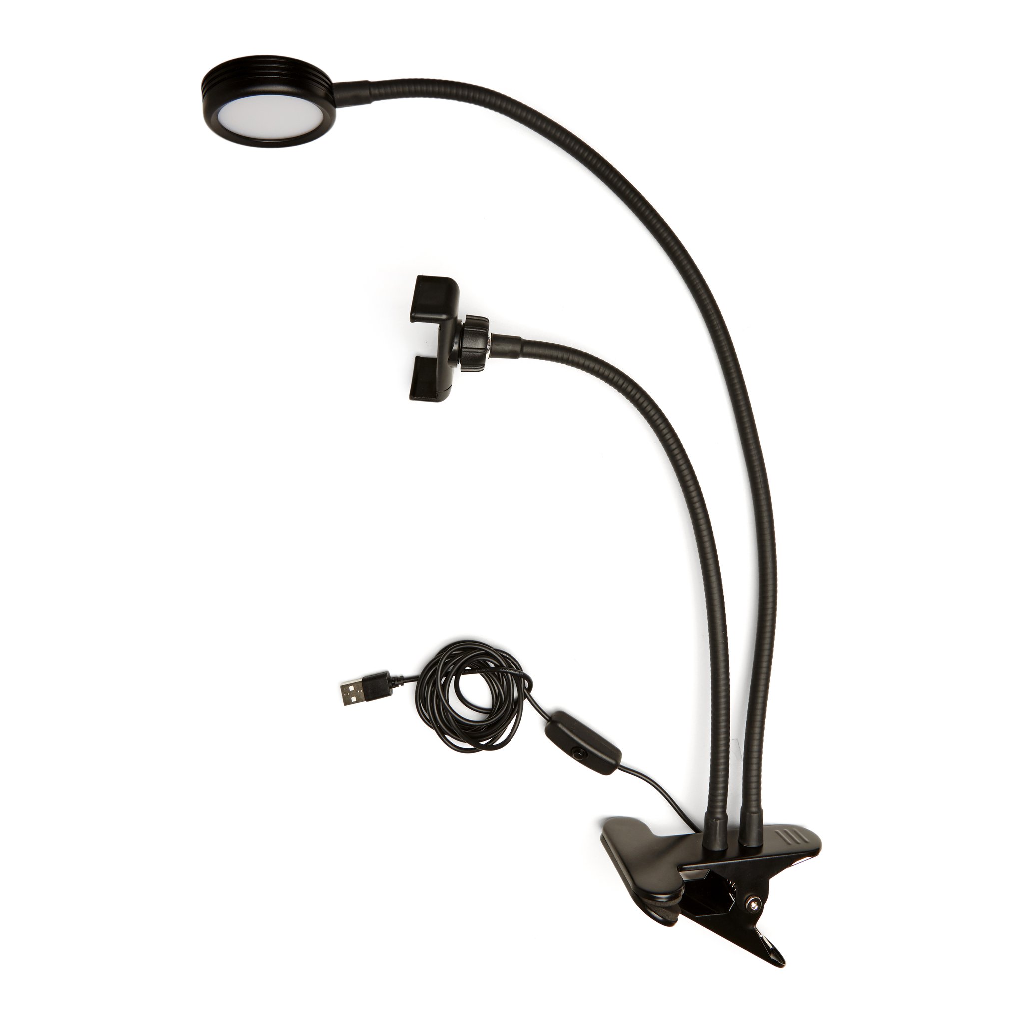 Live streaming kit with flexible goosenecks and clamp