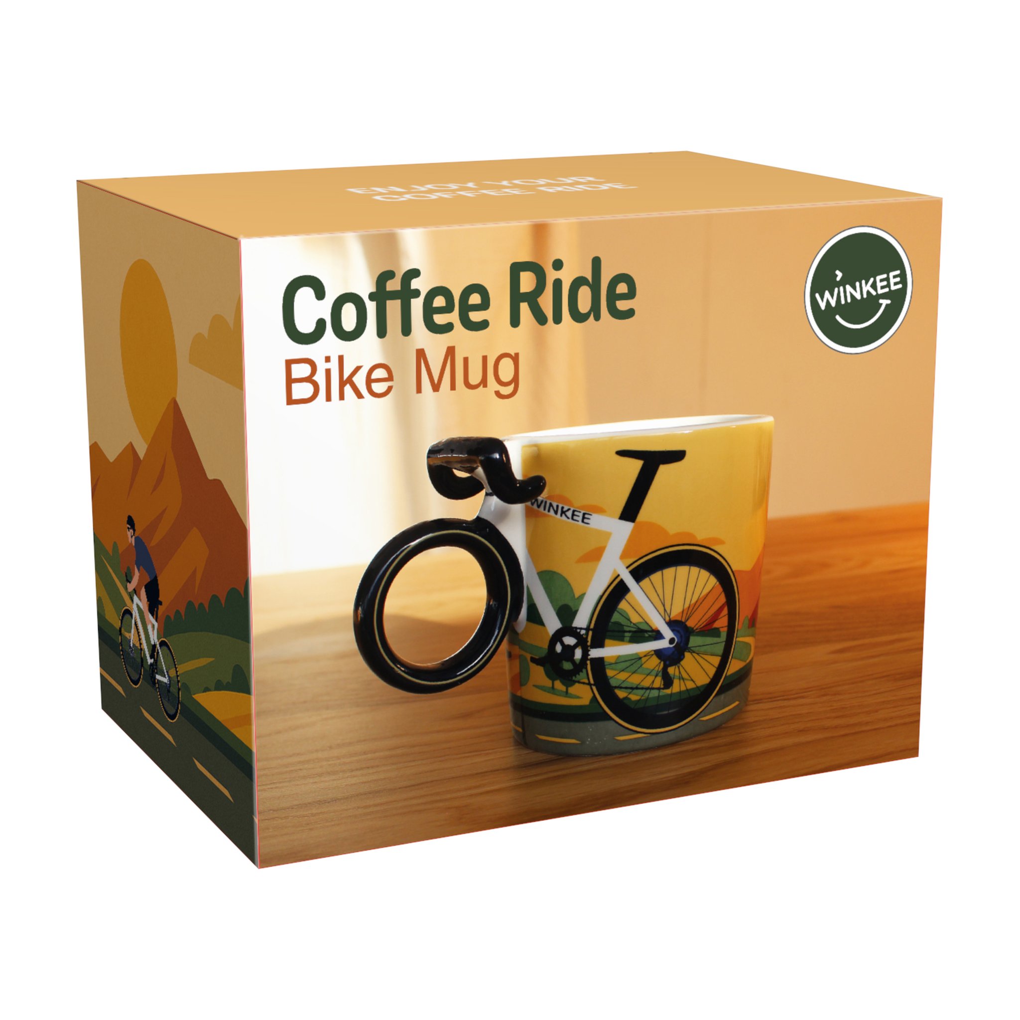 Geschenkbox der Winkee Coffee Ride Rennrad Tasse