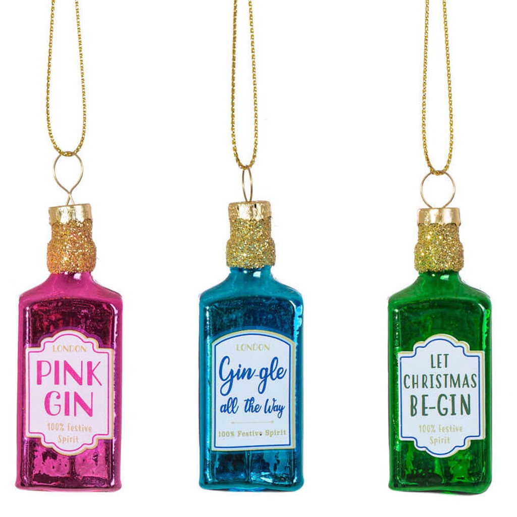 Gin Bottles Mini Bauble Set von Sass &amp; Belle