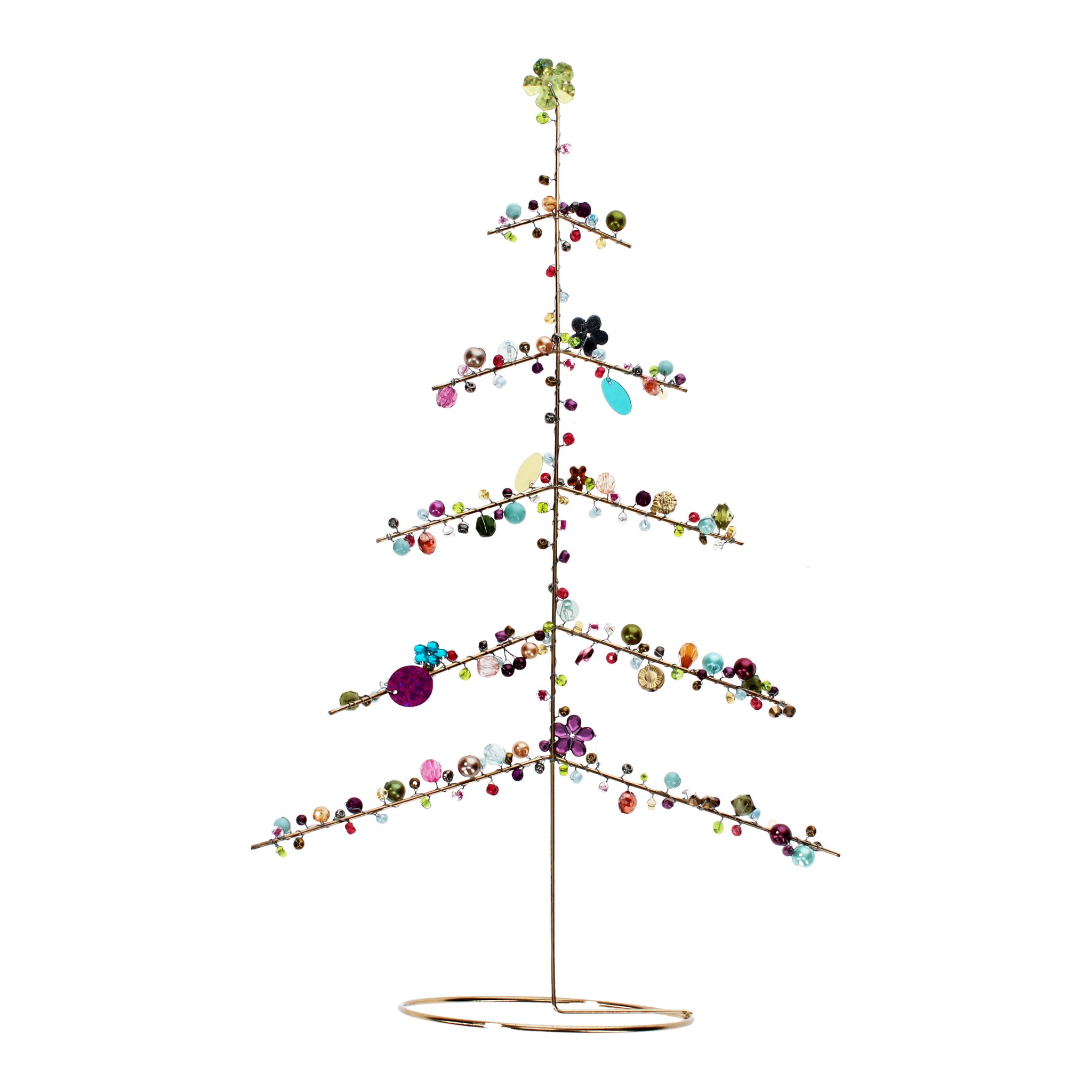 Le sapin de Noël aux perles colorées et anneau doré, détouré