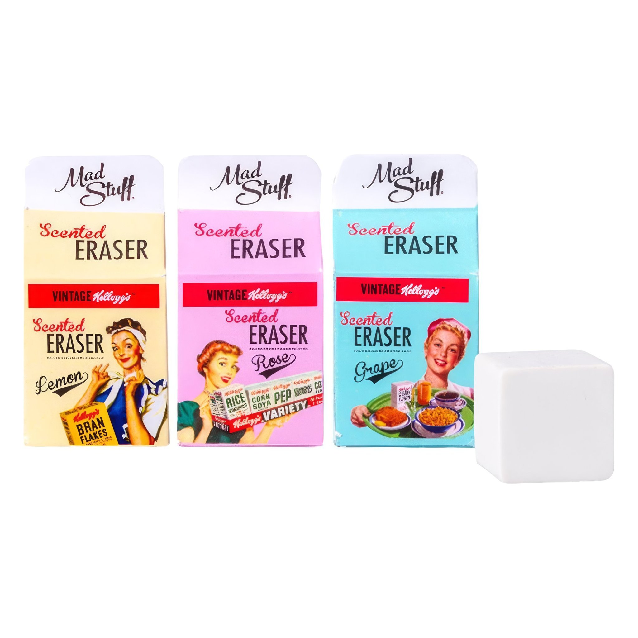 Kellogg's Vintage Milk Carton Scented Eraser Set