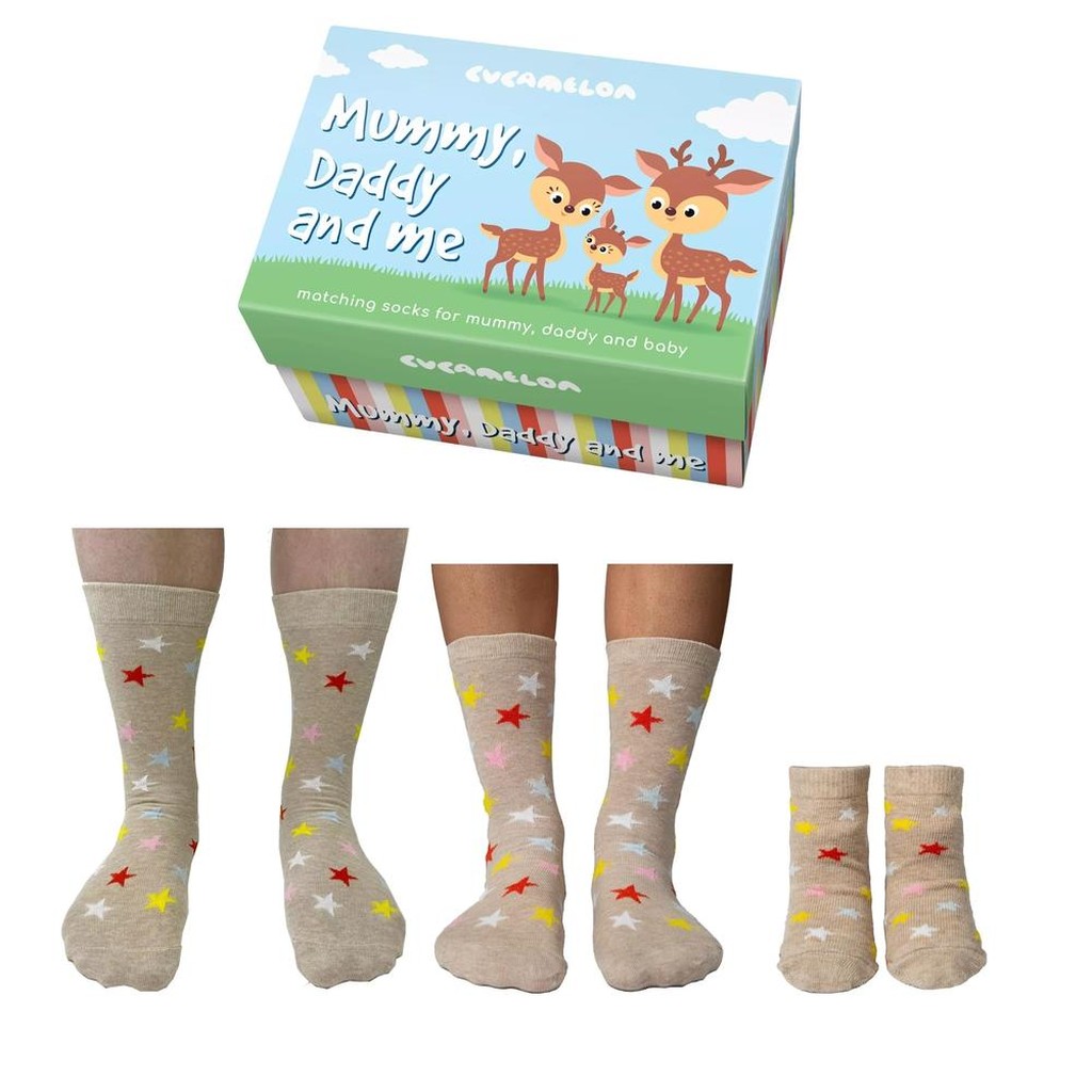 Mummy Daddy and Me Sockenset von Cucamelon - Familien-Socken-Set mit Sternenmuster