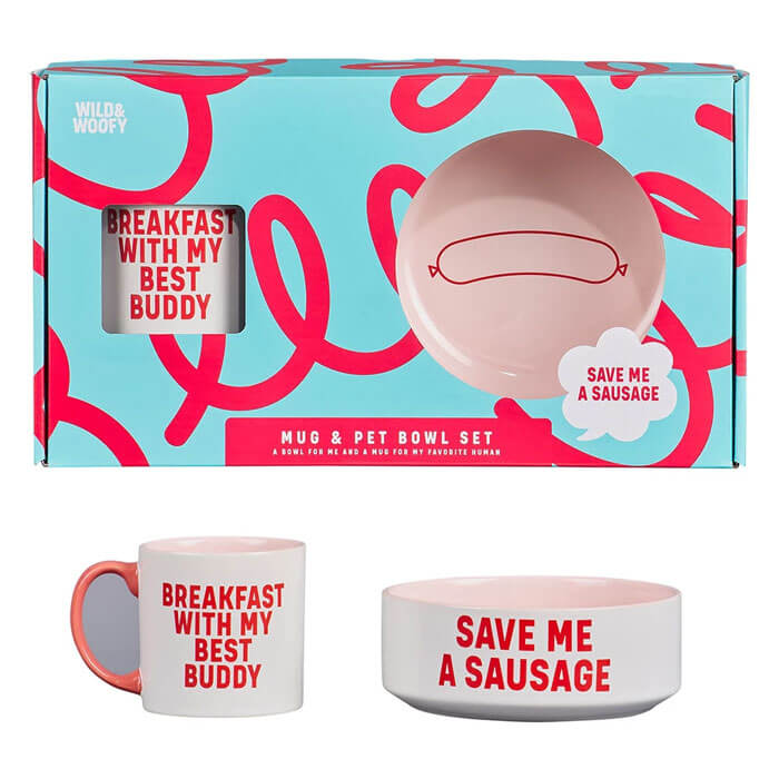 Set Bol pour Chien et Tasse de Petit-Déjeuner